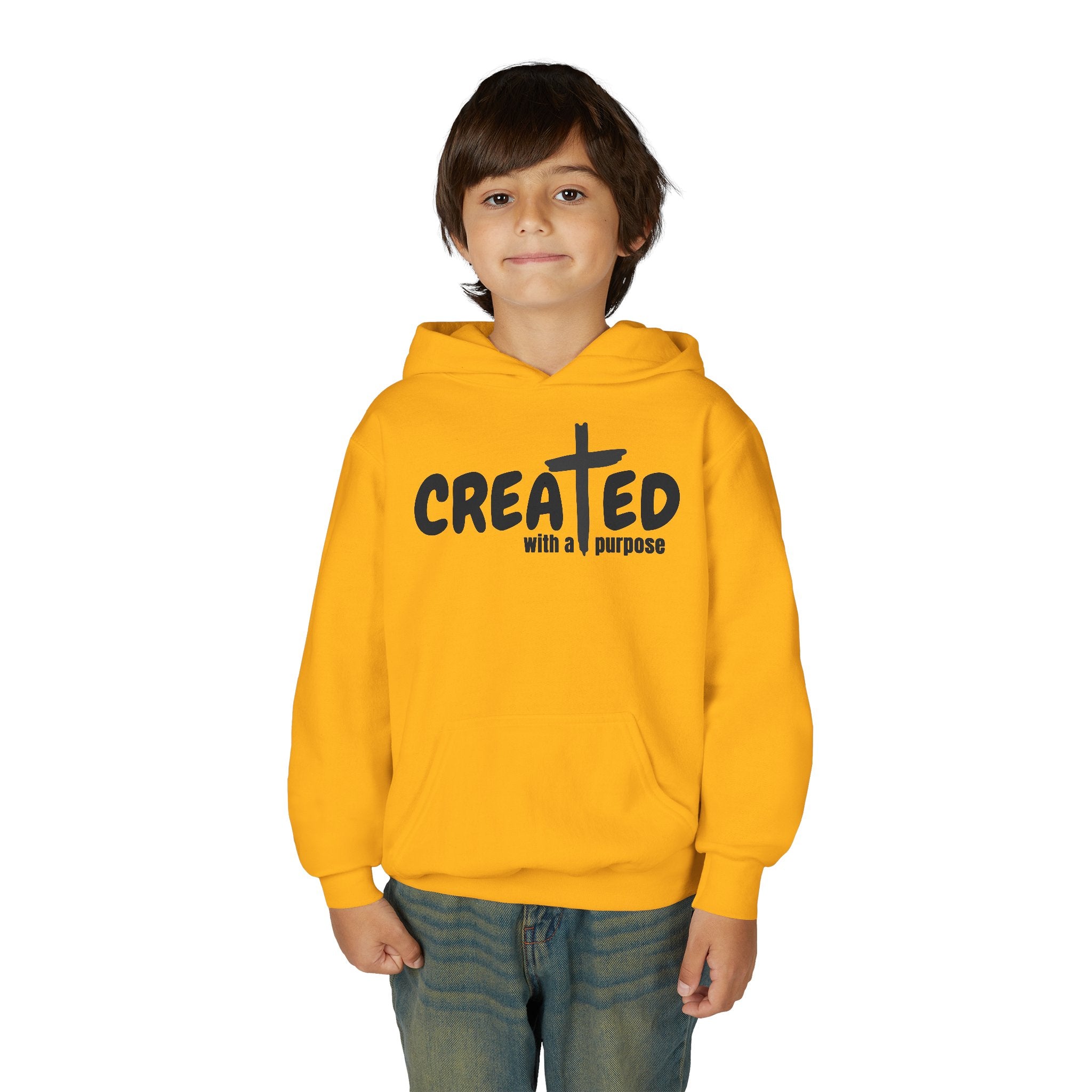 ‘Created With A Purpose’ Youth Hoodie — Christian Faith Kid’s Pullover