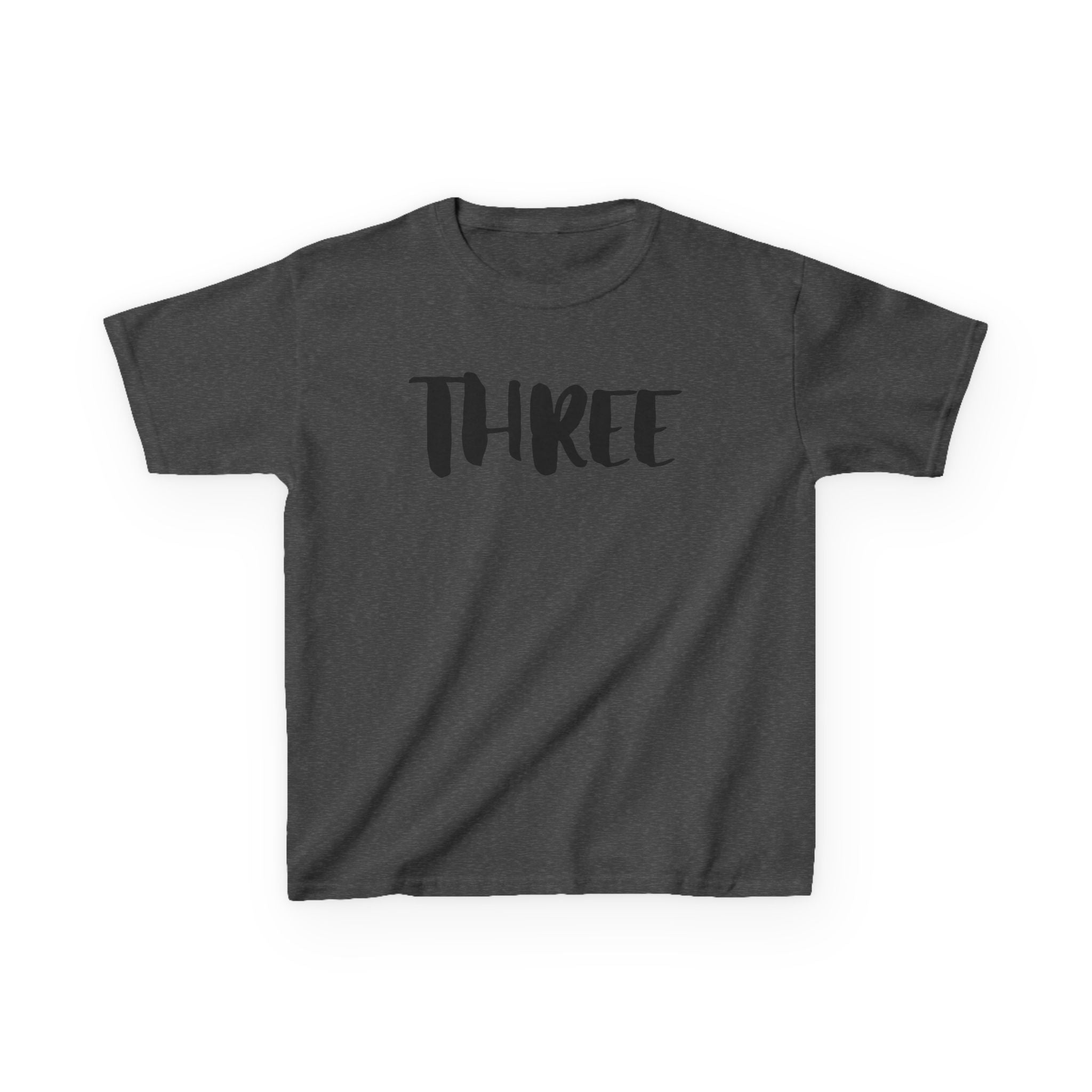 Kids Tee — "Three" Birthday Shirt, 3rd Birthday Toddler T‑Shirt