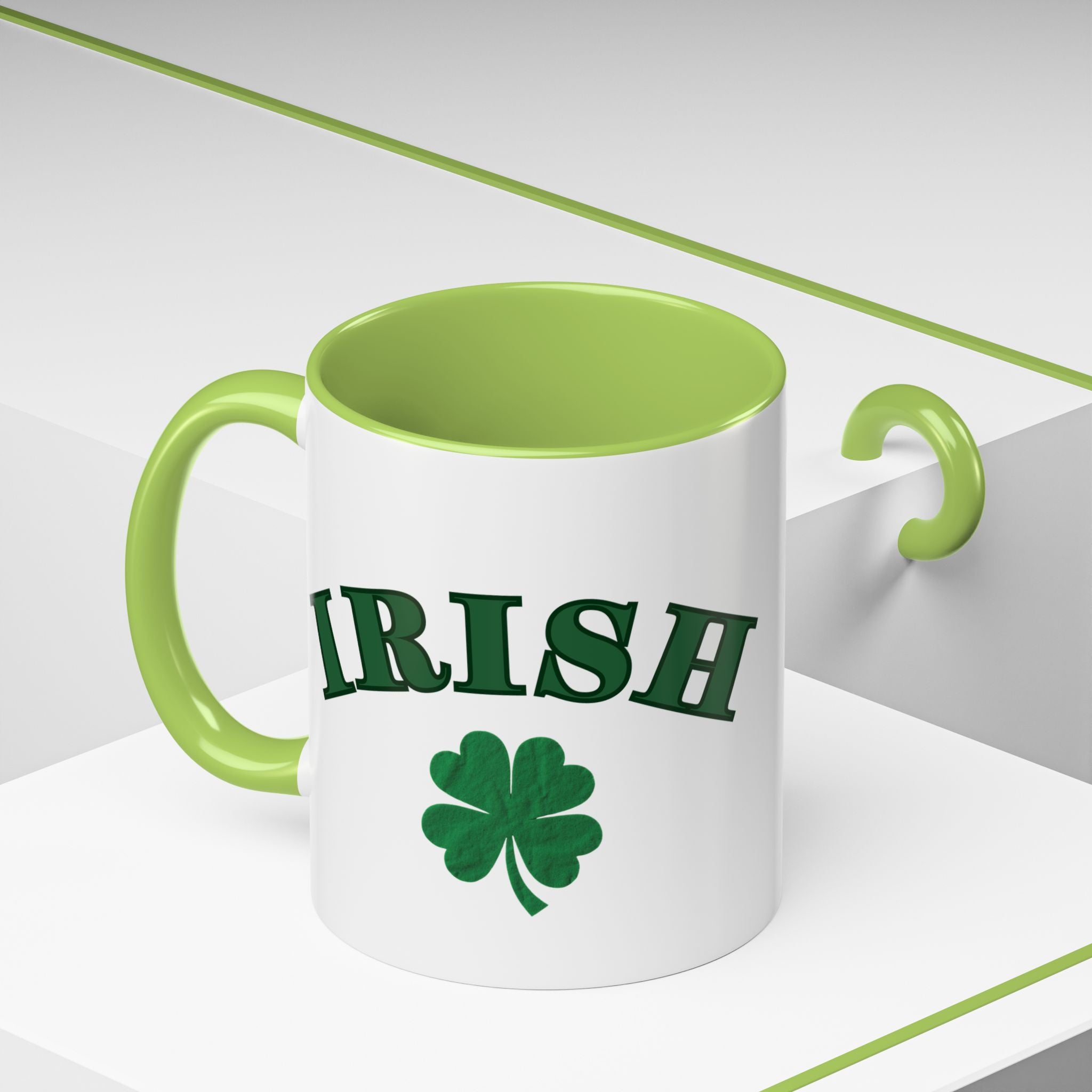 St. Patrick's Day Shamrock Accent Coffee Mug – Lucky Irish Green 11/15oz