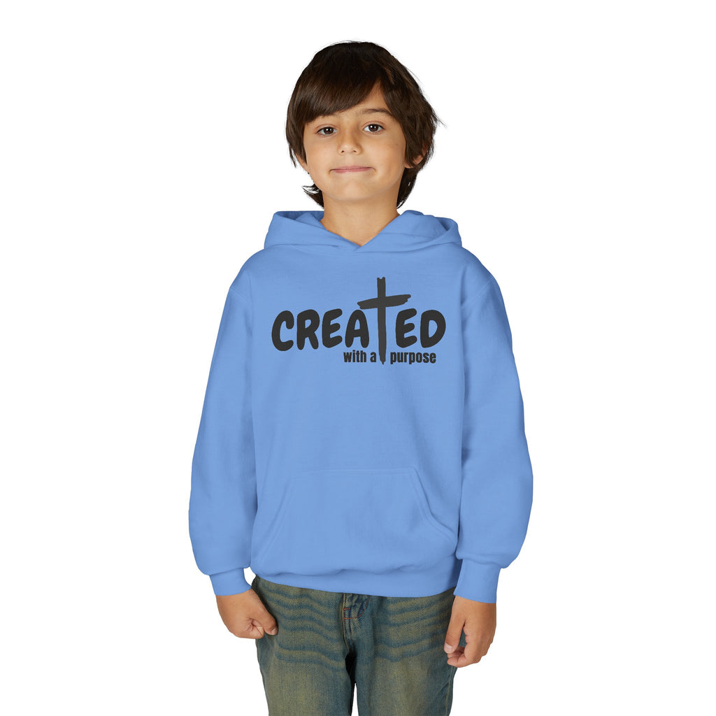 ‘Created With A Purpose’ Youth Hoodie — Christian Faith Kid’s Pullover
