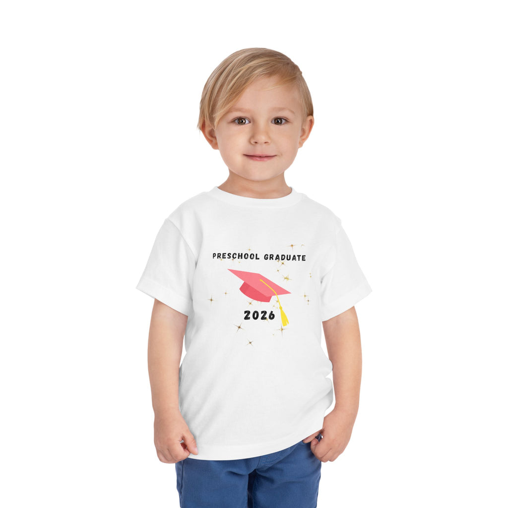 Preschool Graduate 2026 Toddler Tee — Pink Graduation Cap Shirt