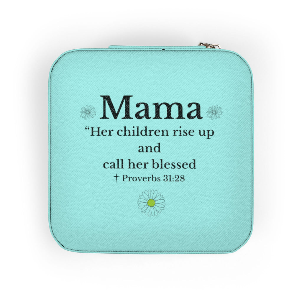Travel Jewelry Case — "Mama" Floral Compact Organizer (Bible Verse Gift)