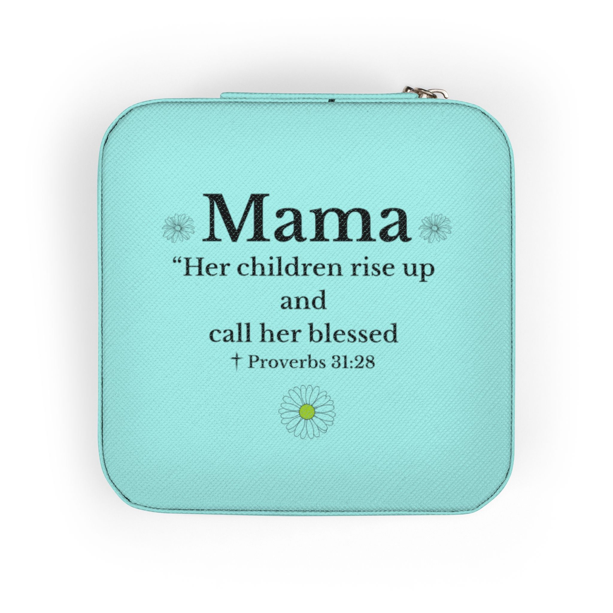 Travel Jewelry Case — "Mama" Floral Compact Organizer (Bible Verse Gift)