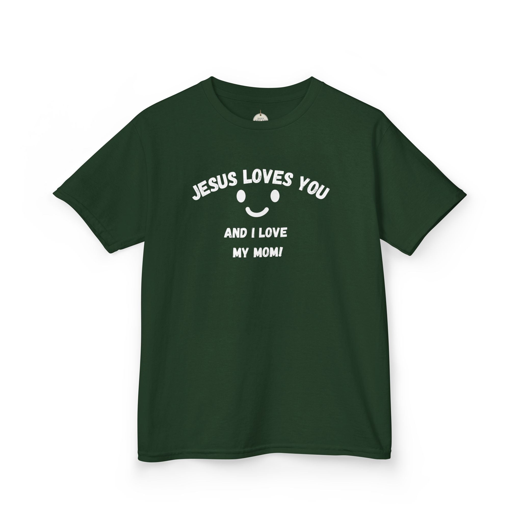 Kids T-Shirt — "Jesus Loves You" Smiley Flower Christian Tee