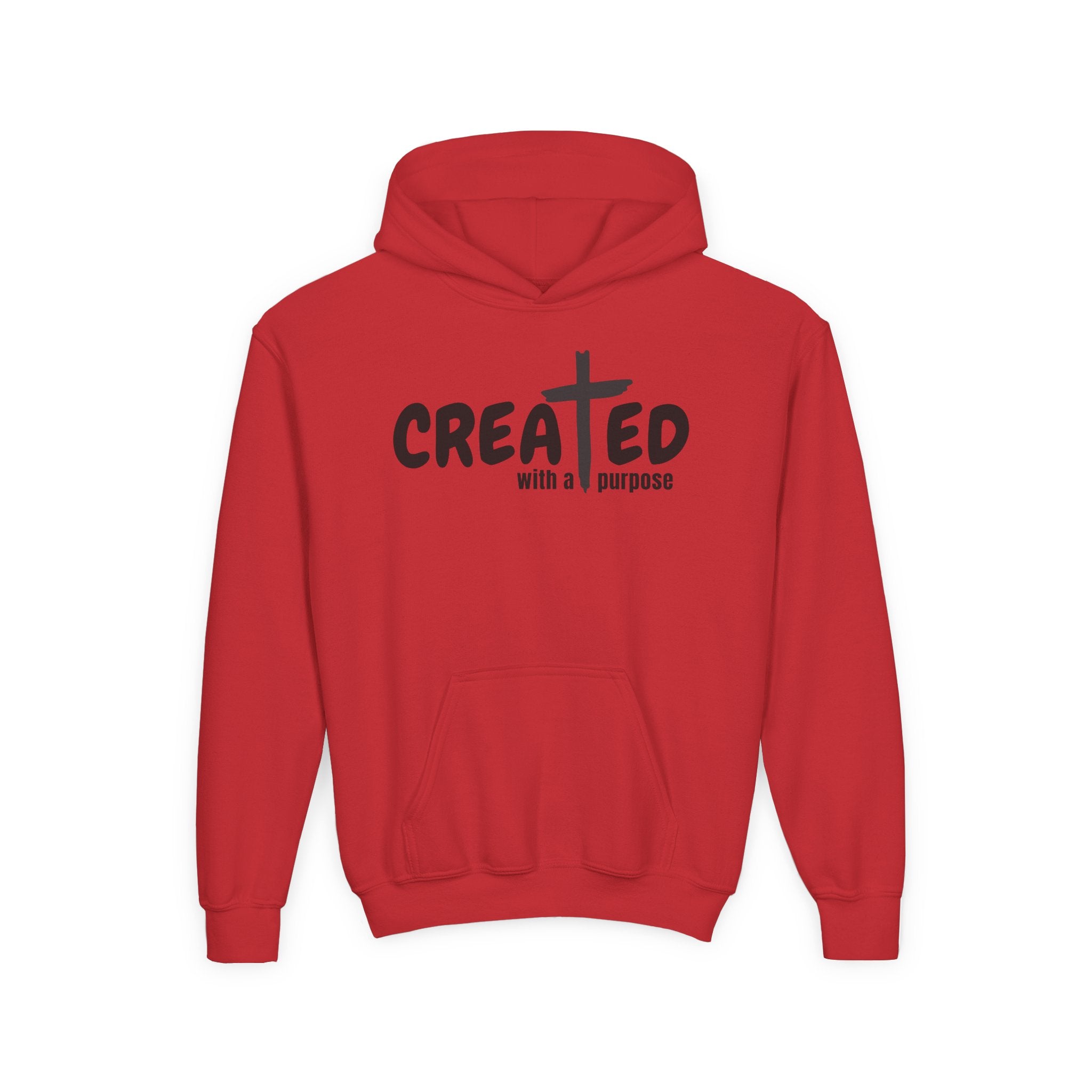 ‘Created With A Purpose’ Youth Hoodie — Christian Faith Kid’s Pullover