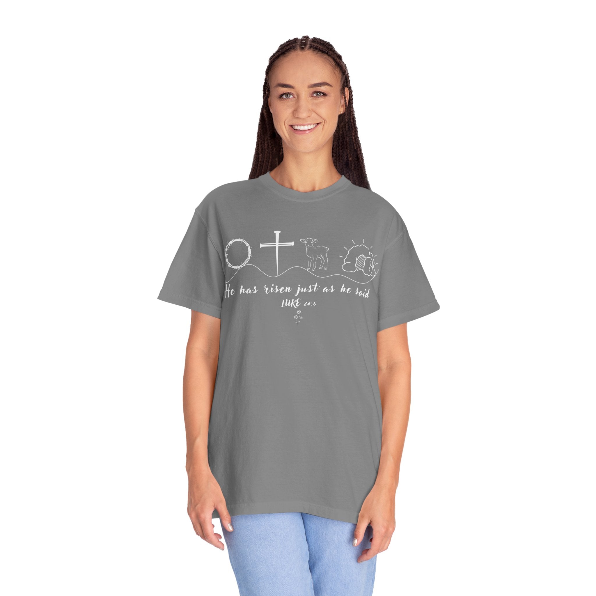 Easter Resurrection T-Shirt — "He Has Risen Just As He Said" Christian Tee Luke 24:6 (Comfort Colors)
