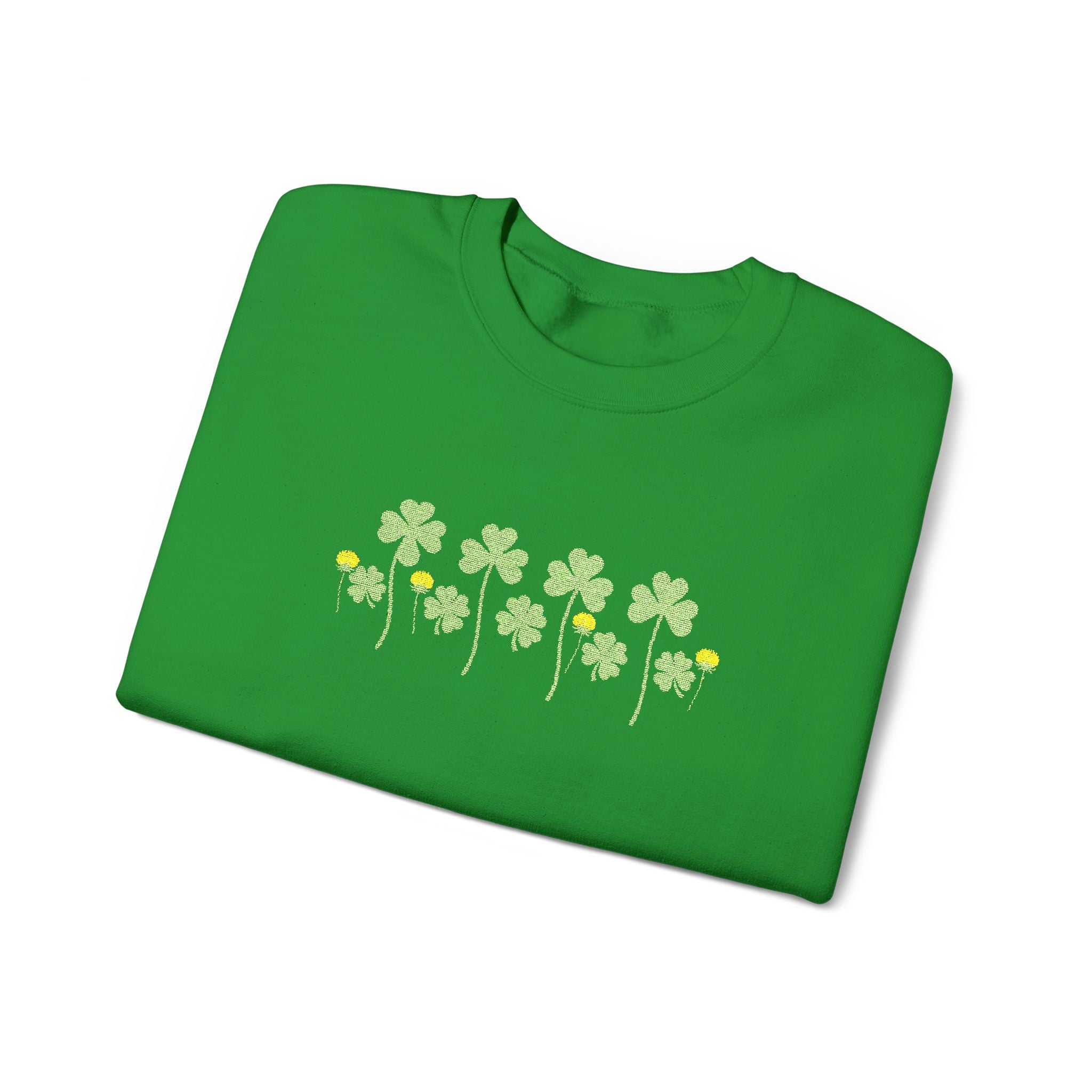 Embroidered St. Patrick's Day Shamrock Row Crewneck Sweatshirt