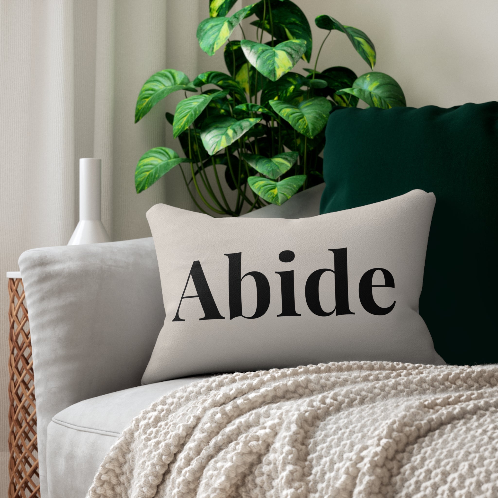 Abide Lumbar Pillow — Minimalist Neutral Faith-Inspired Decorative Throw Pillow