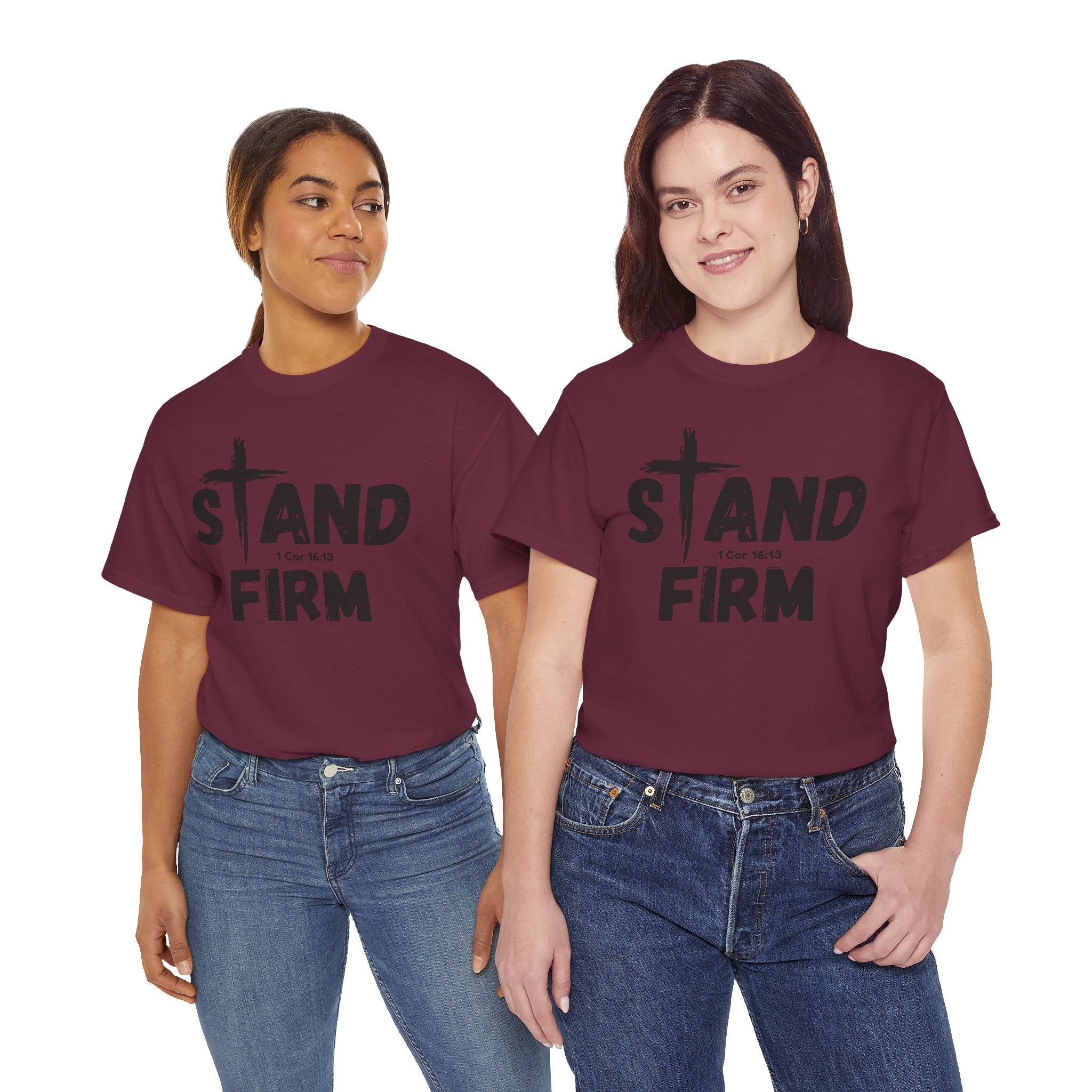 Stand Firm T-Shirt — Christian Faith Tee with Cross & 1 Cor 16:13 Inspirational Design