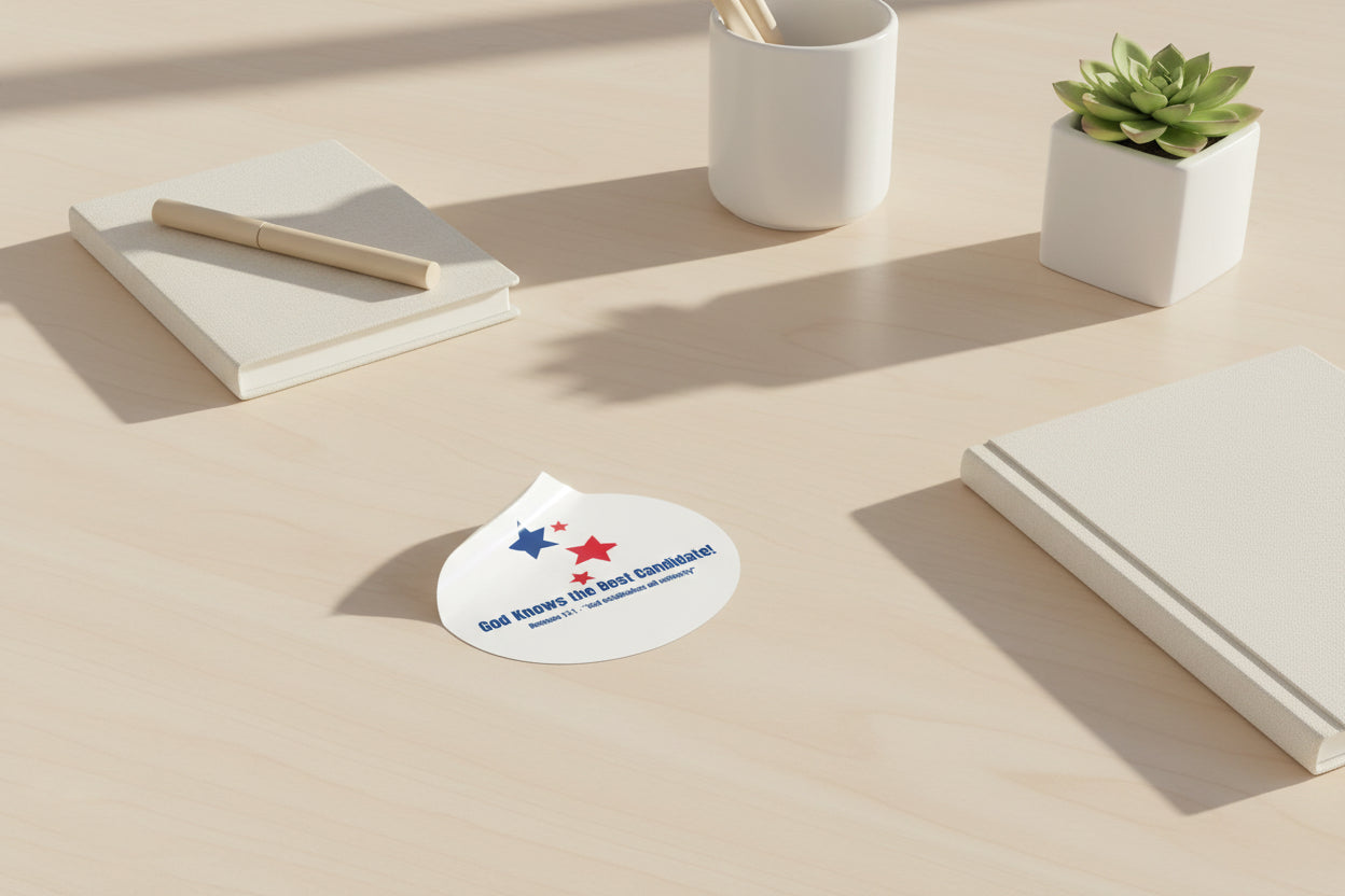 Vote! Gods Candidate Trust His Plan 2026 Round Sticker | Political Sticker
