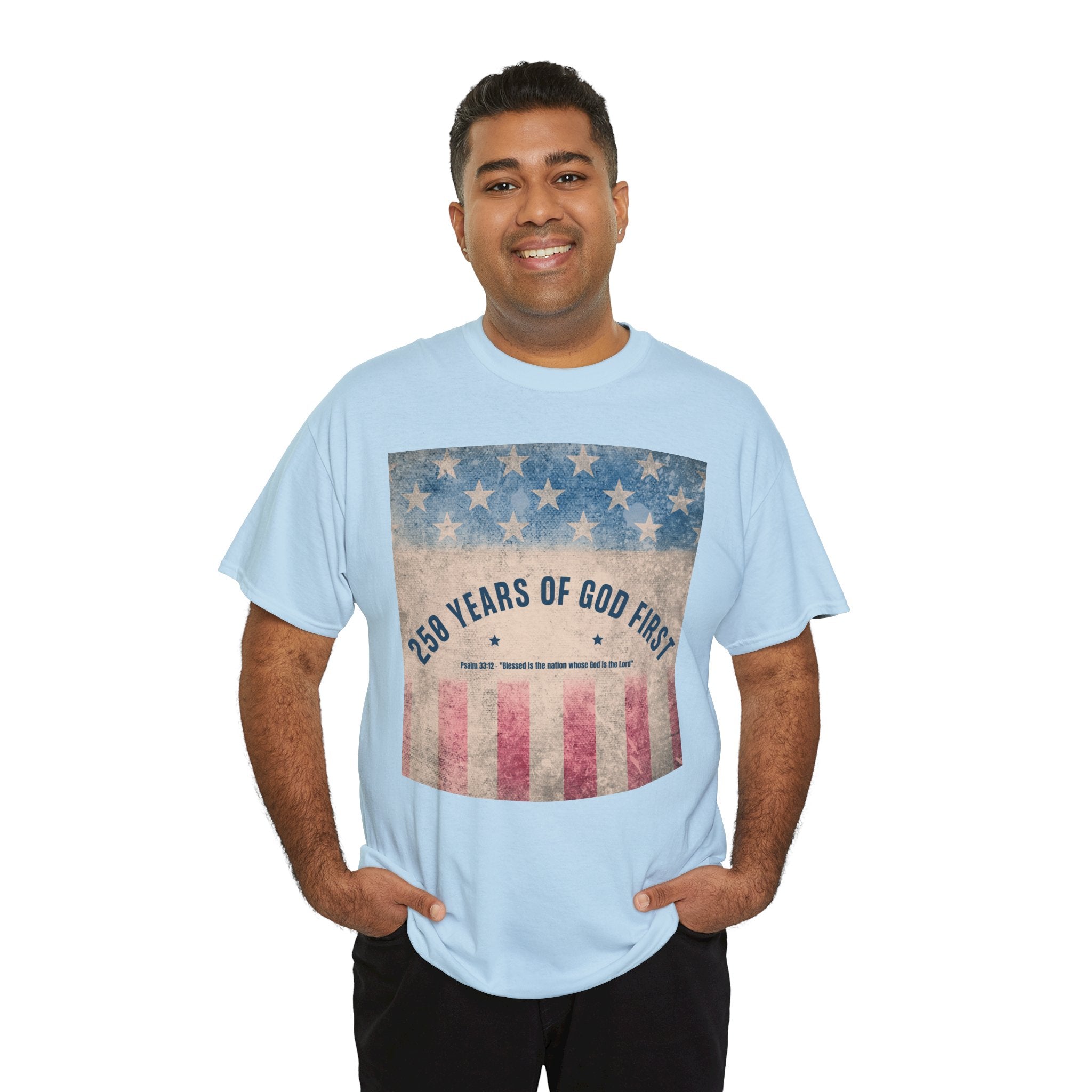 God First 250 Years Vintage American Flag  and Patriotic T-Shirt