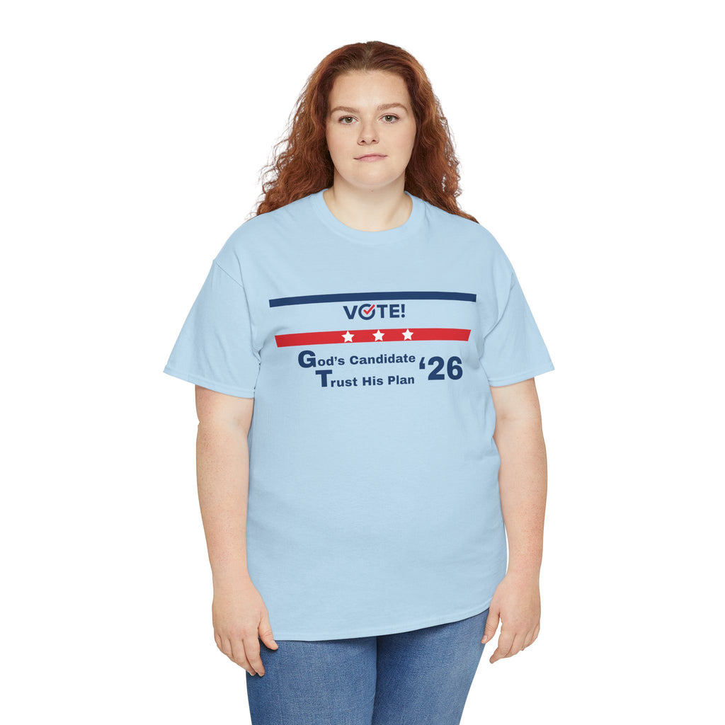 Political Vote '26 T‑Shirt — "God's Candidate Trust His Plan" Patriotic Tee
