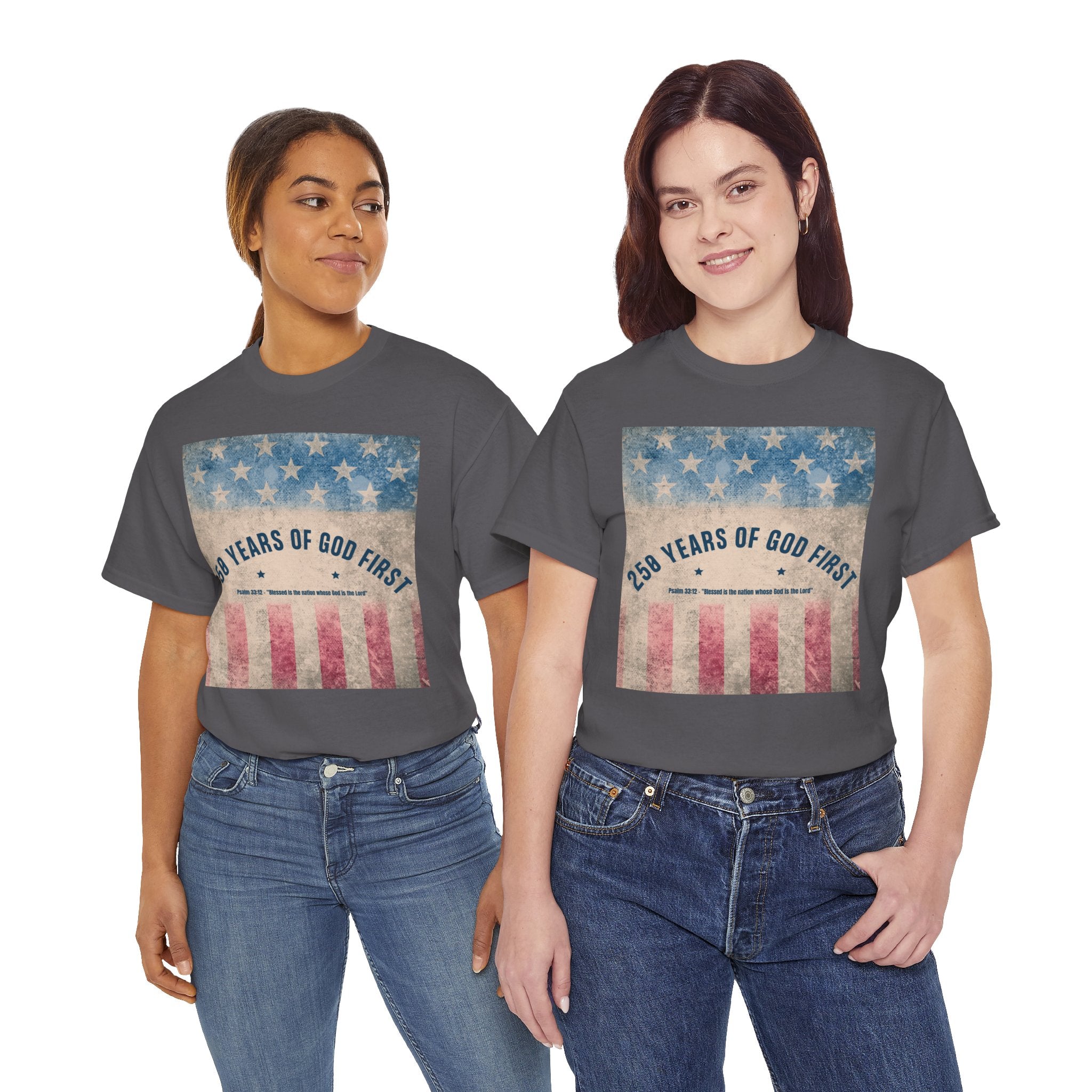 God First 250 Years Vintage American Flag  and Patriotic T-Shirt
