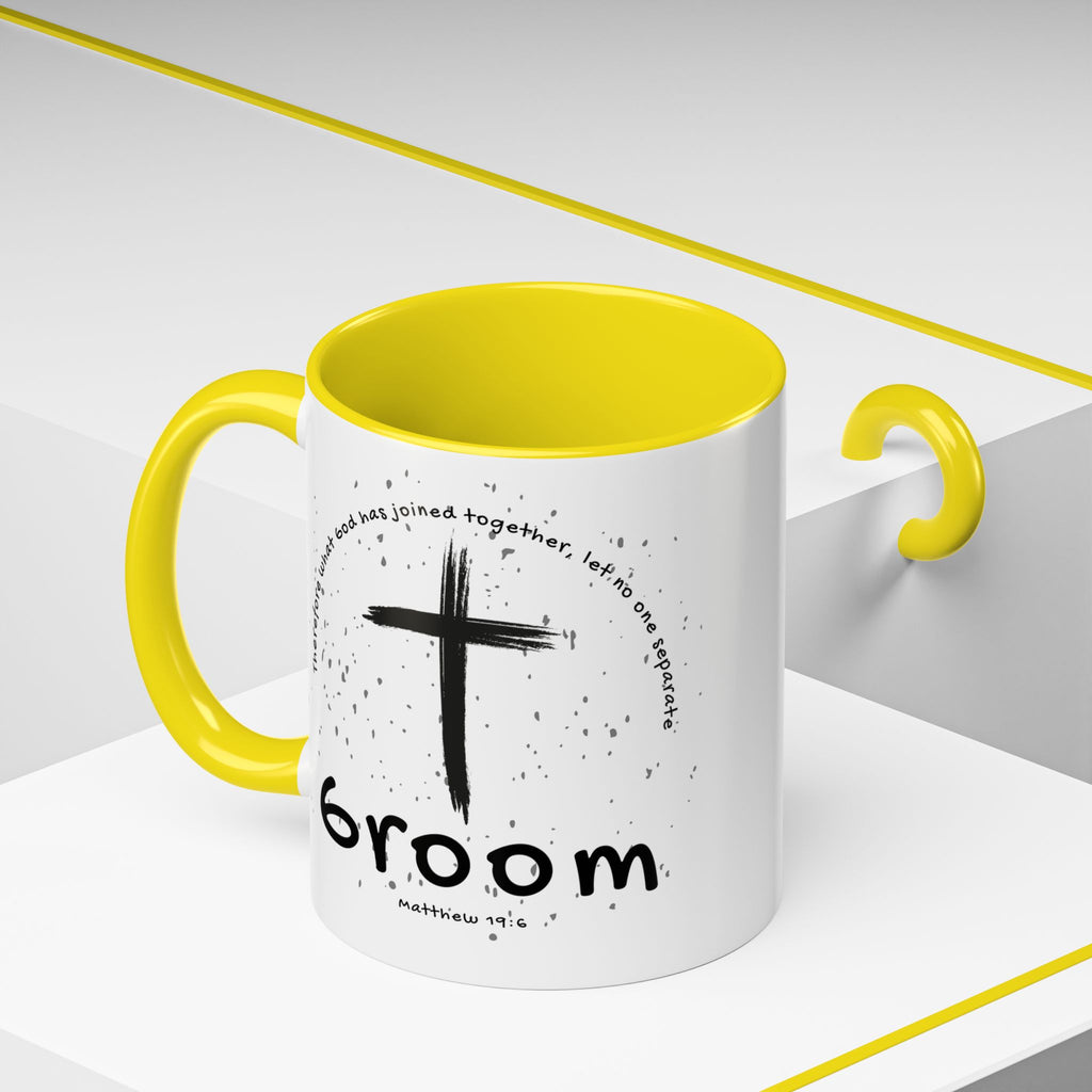 Groom Faith Coffee Mug – Cross & Matthew 19:6 Wedding Gift