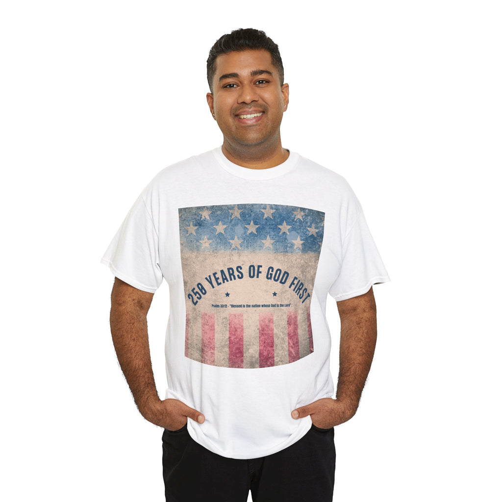God First 250 Years Vintage American Flag  and Patriotic T-Shirt