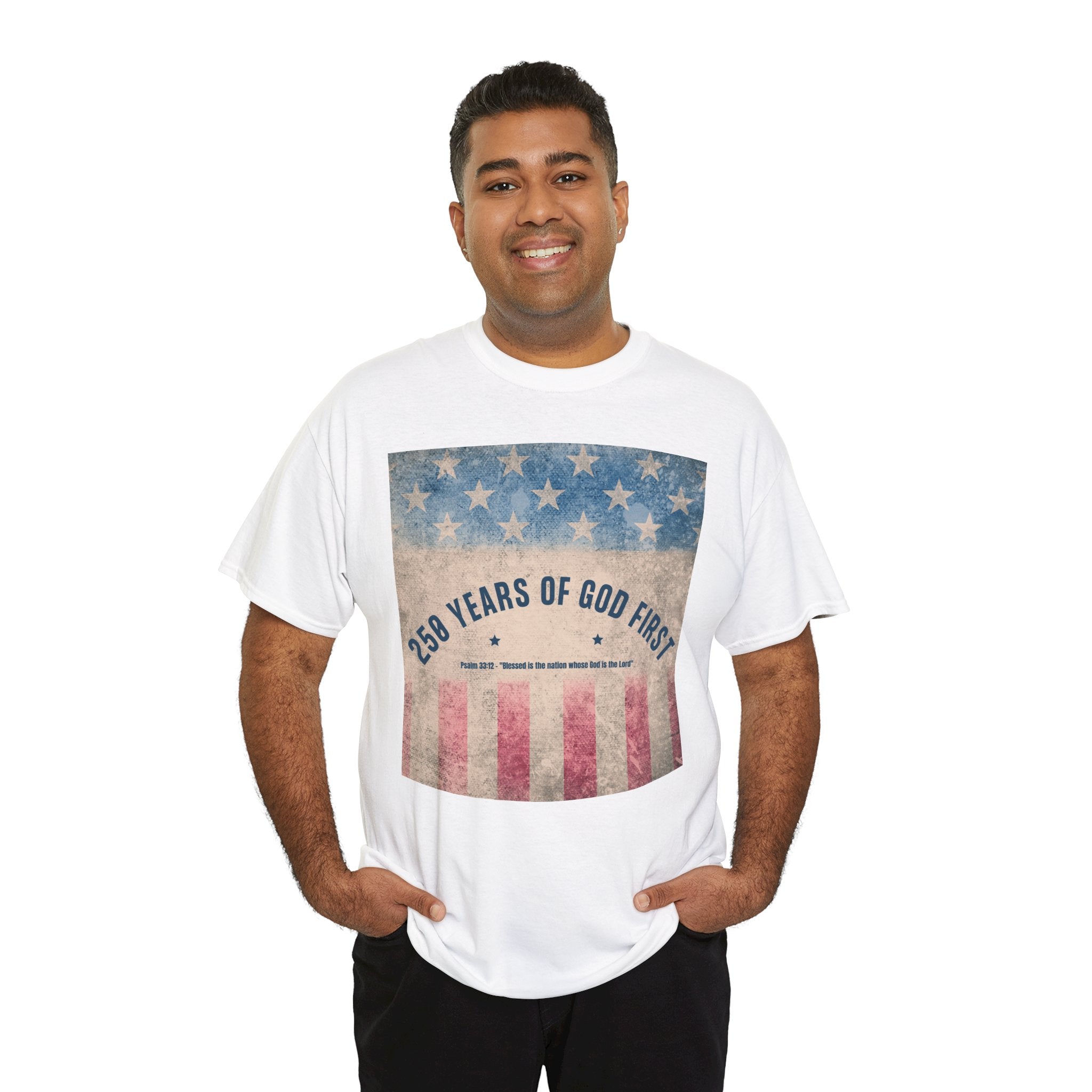 God First 250 Years Vintage American Flag  and Patriotic T-Shirt