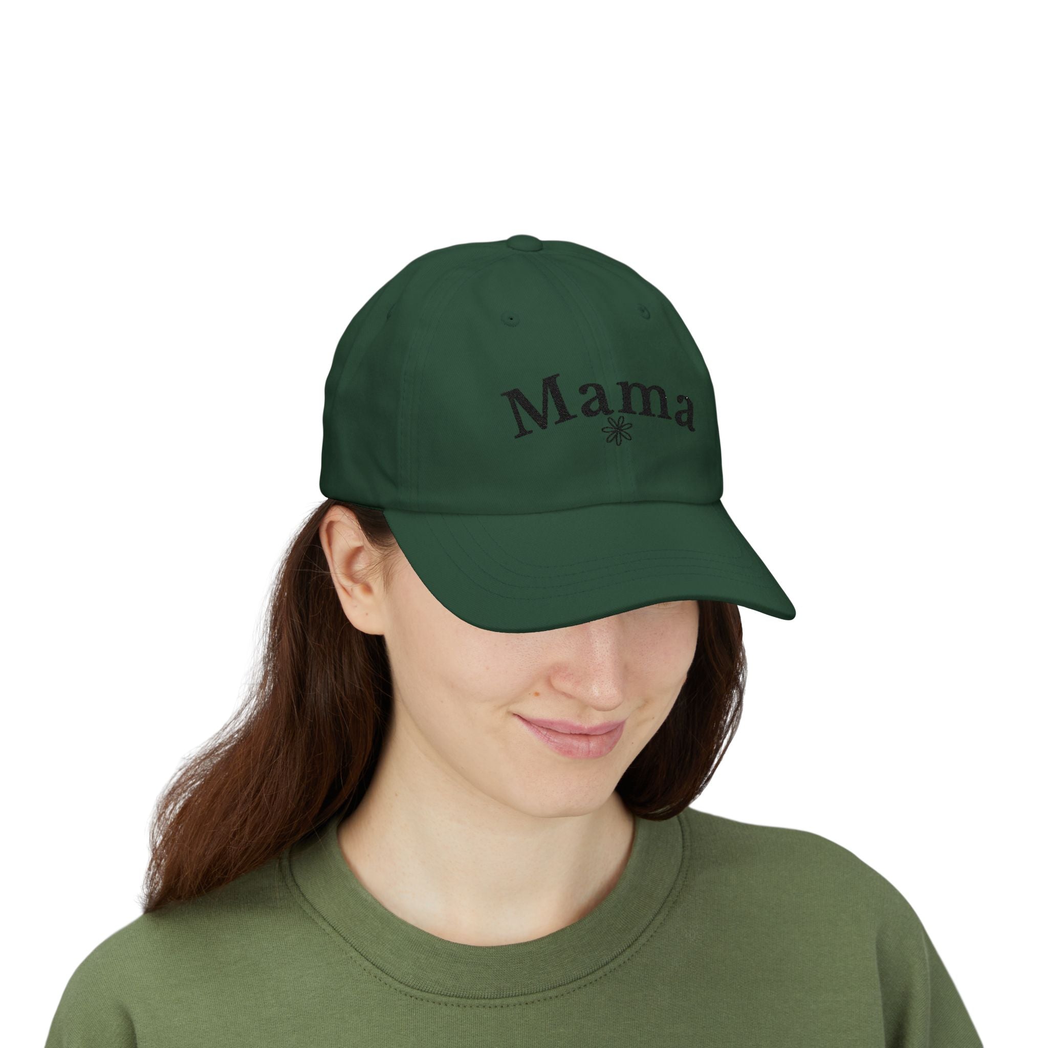 Mama Dad Cap — Embroidered Floral Script Hat for Moms