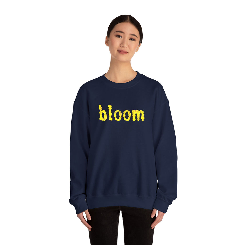 Embroidered Bloom Floral Crewneck Sweatshirt — Yellow Daisy “bloom” Design