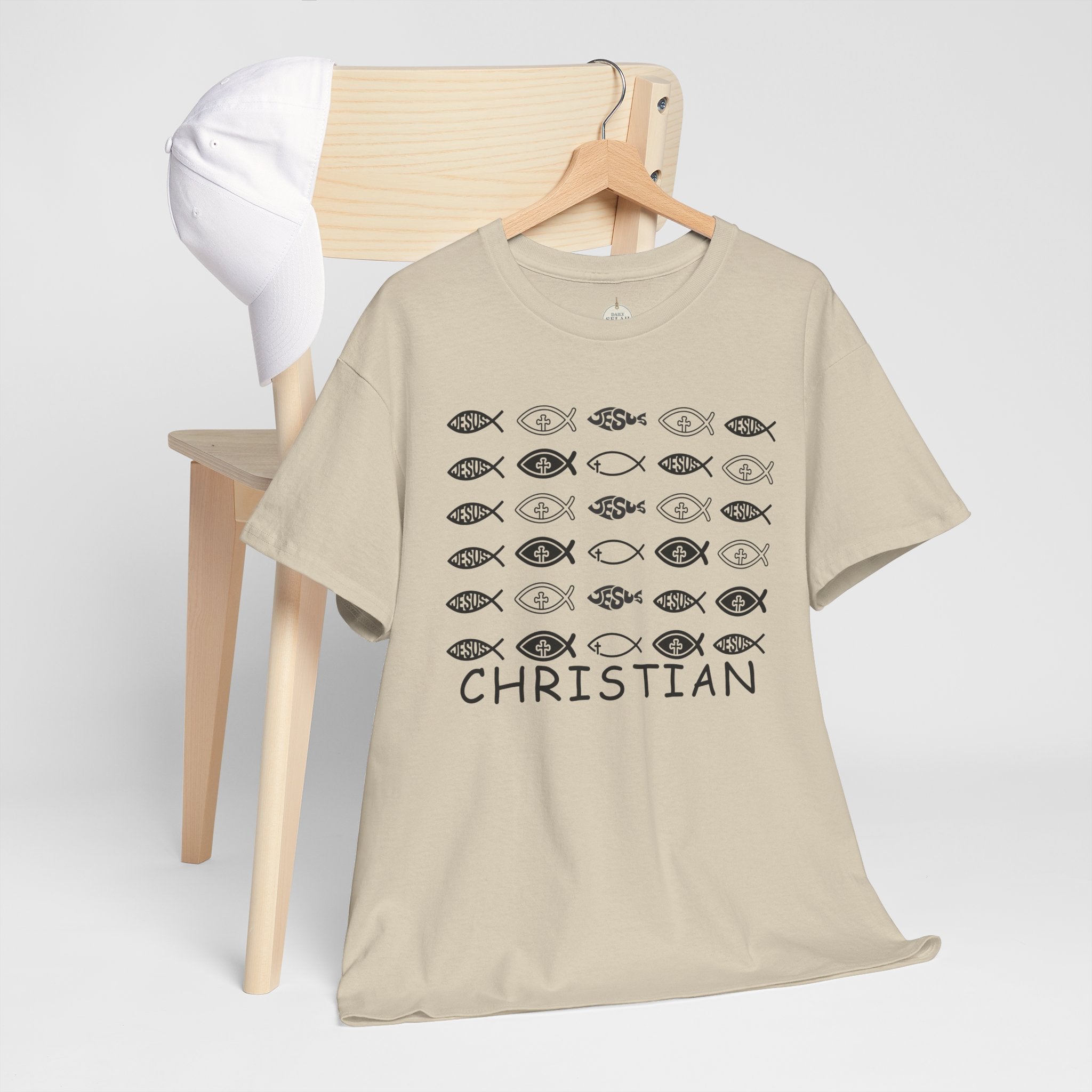 Christian Fish Pattern T‑Shirt — Ichthys Faith Tee - JESUS FISH