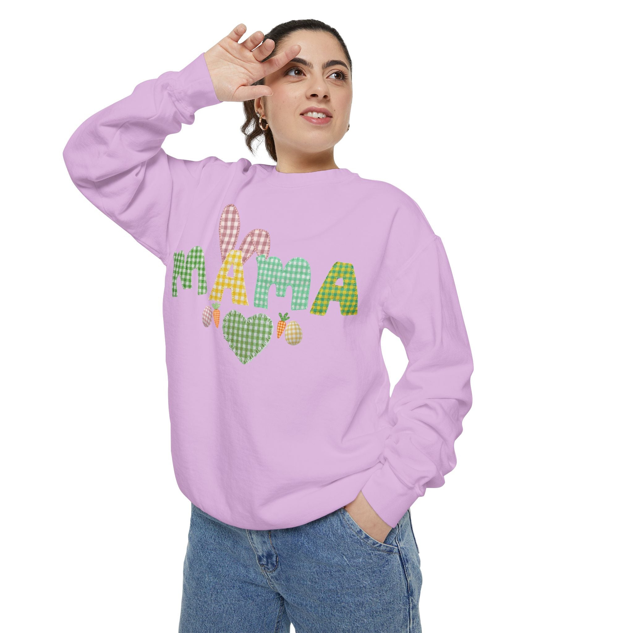 Comfort Colors - Mama Bunny Sweatshirt — Easter Plaid Mom Pullover