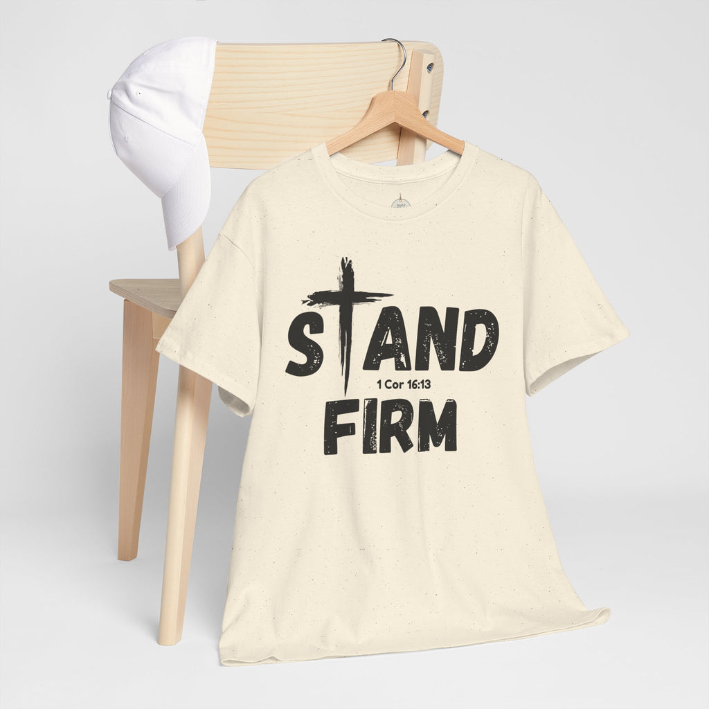 Stand Firm T-Shirt — Christian Faith Tee with Cross & 1 Cor 16:13 Inspirational Design