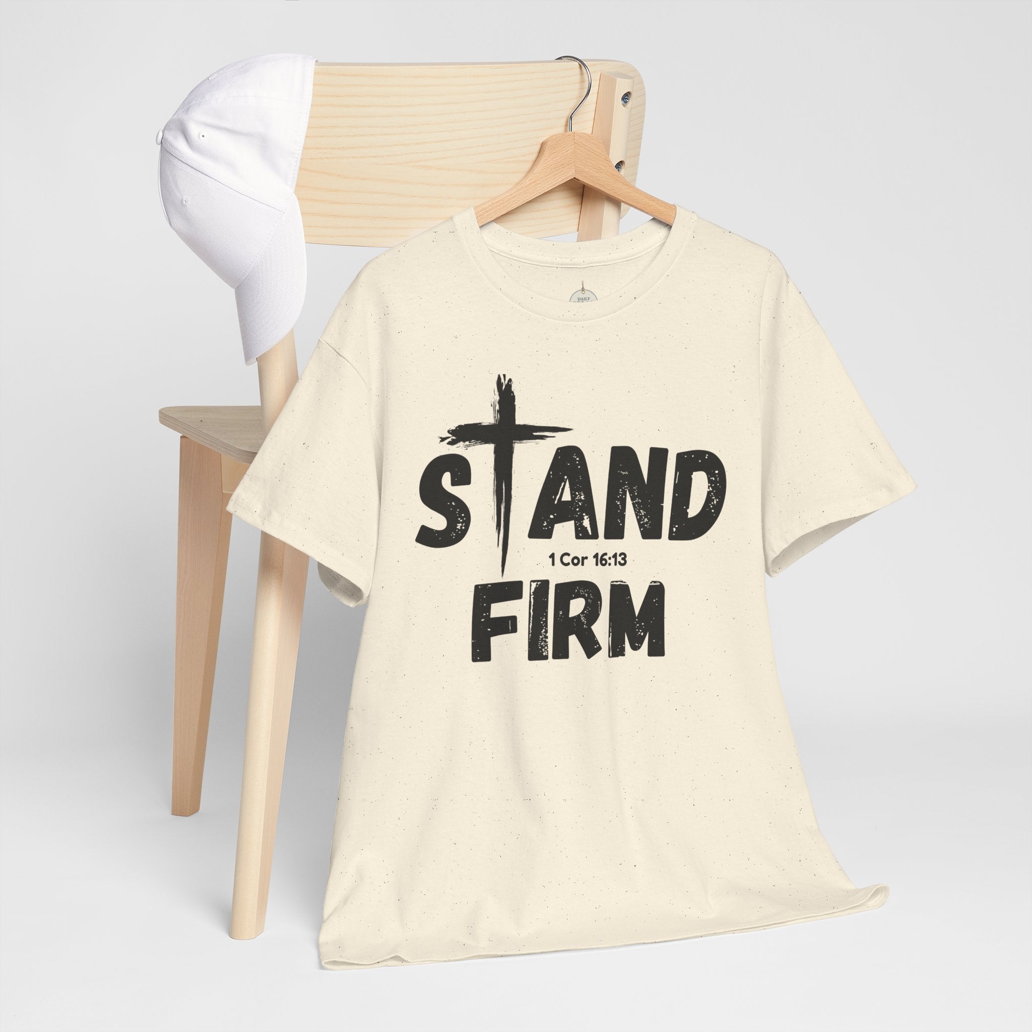 Stand Firm T-Shirt — Christian Faith Tee with Cross & 1 Cor 16:13 Inspirational Design