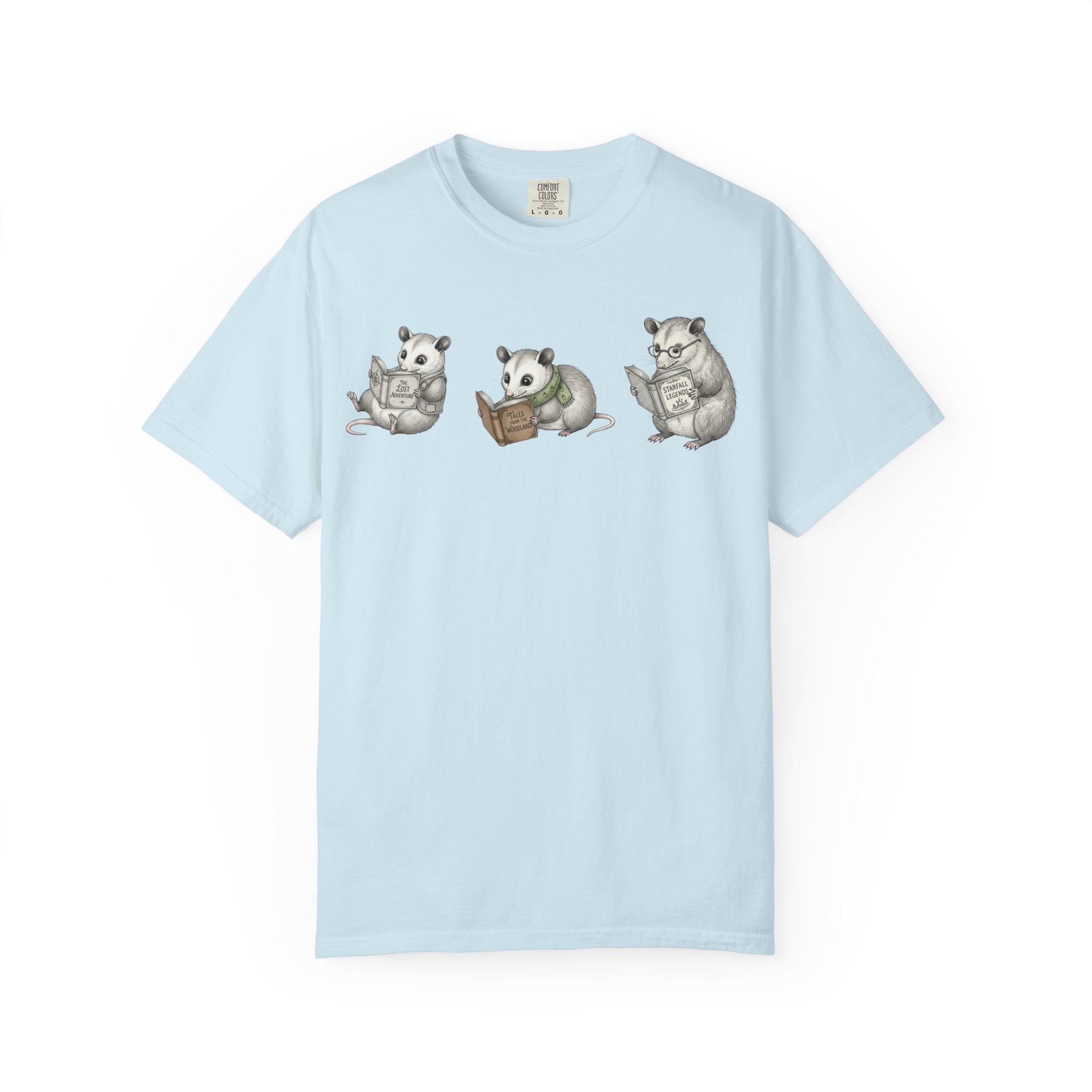 Reading Possum T-Shirt — Cute Trio Illustration Tee