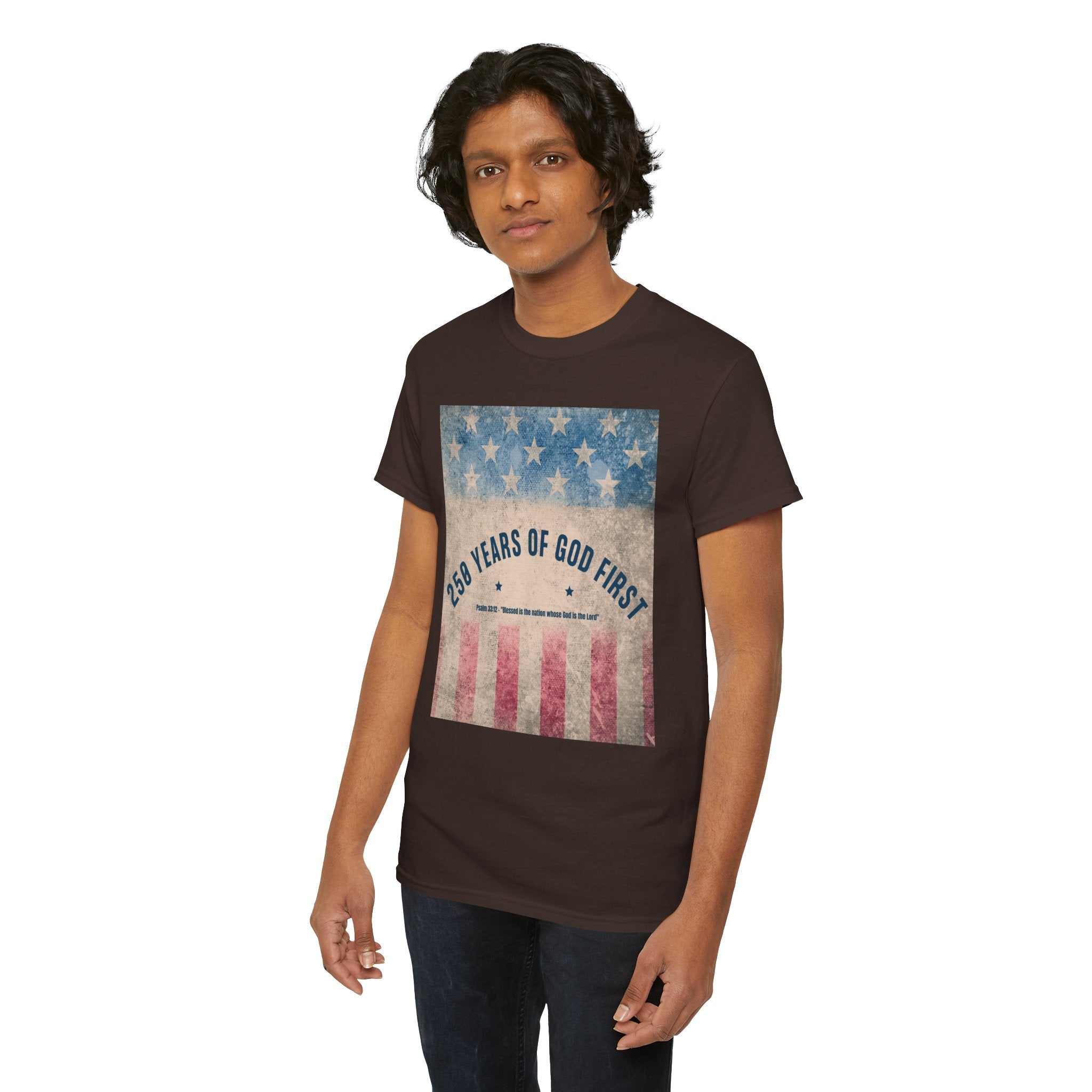 God First 250 Years Vintage American Flag  and Patriotic T-Shirt