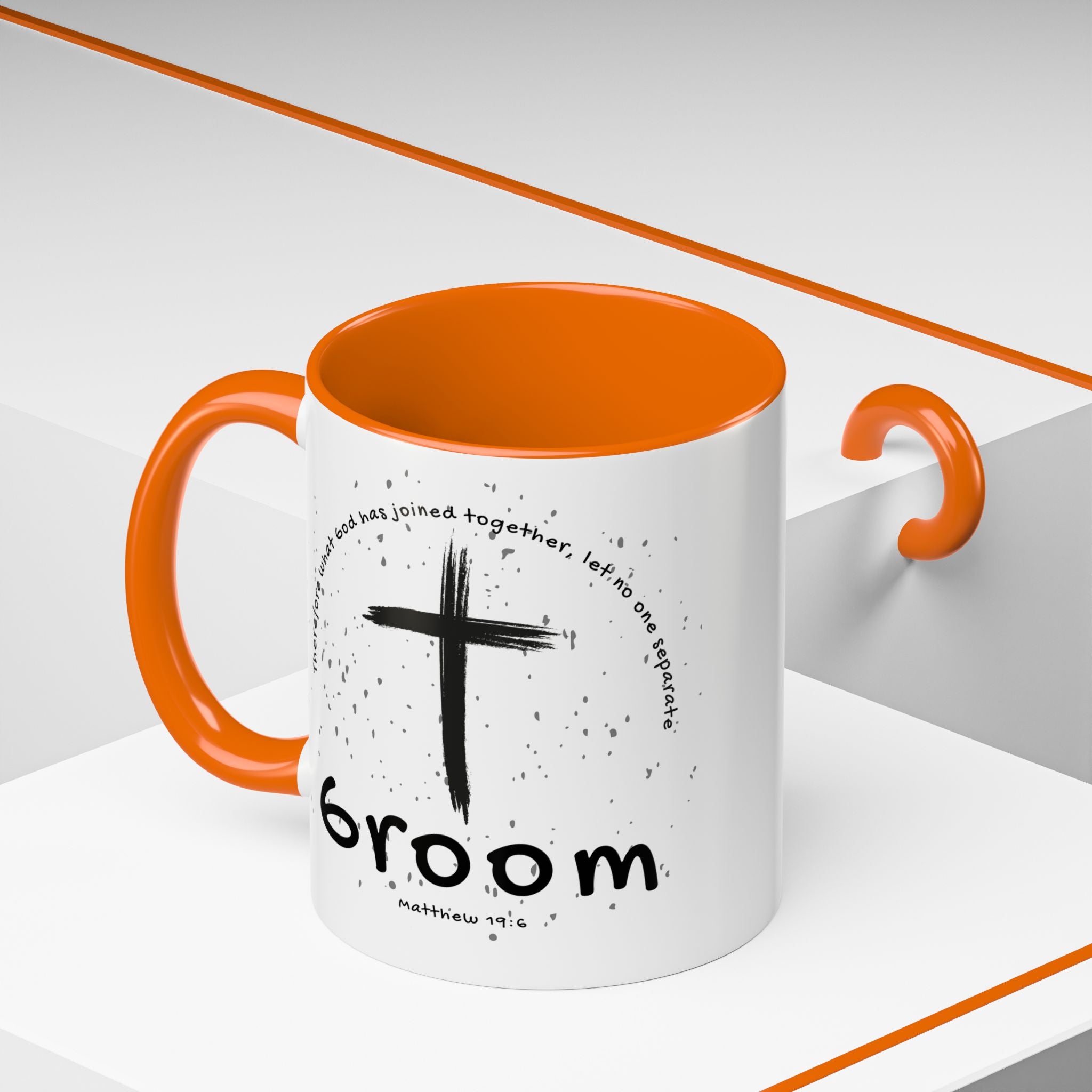 Groom Faith Coffee Mug – Cross & Matthew 19:6 Wedding Gift
