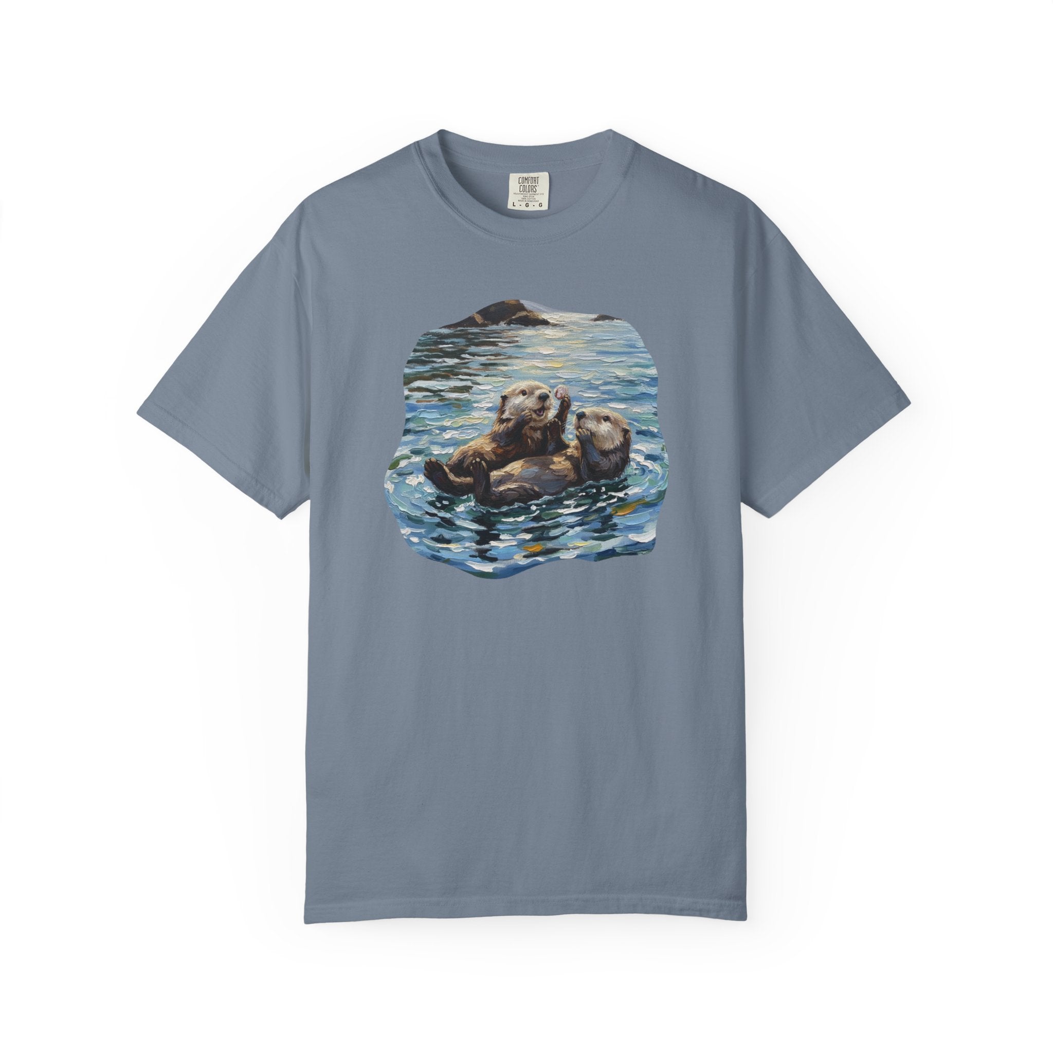 Otter Floating Art T-Shirt — Cute Sea Otter Graphic Tee