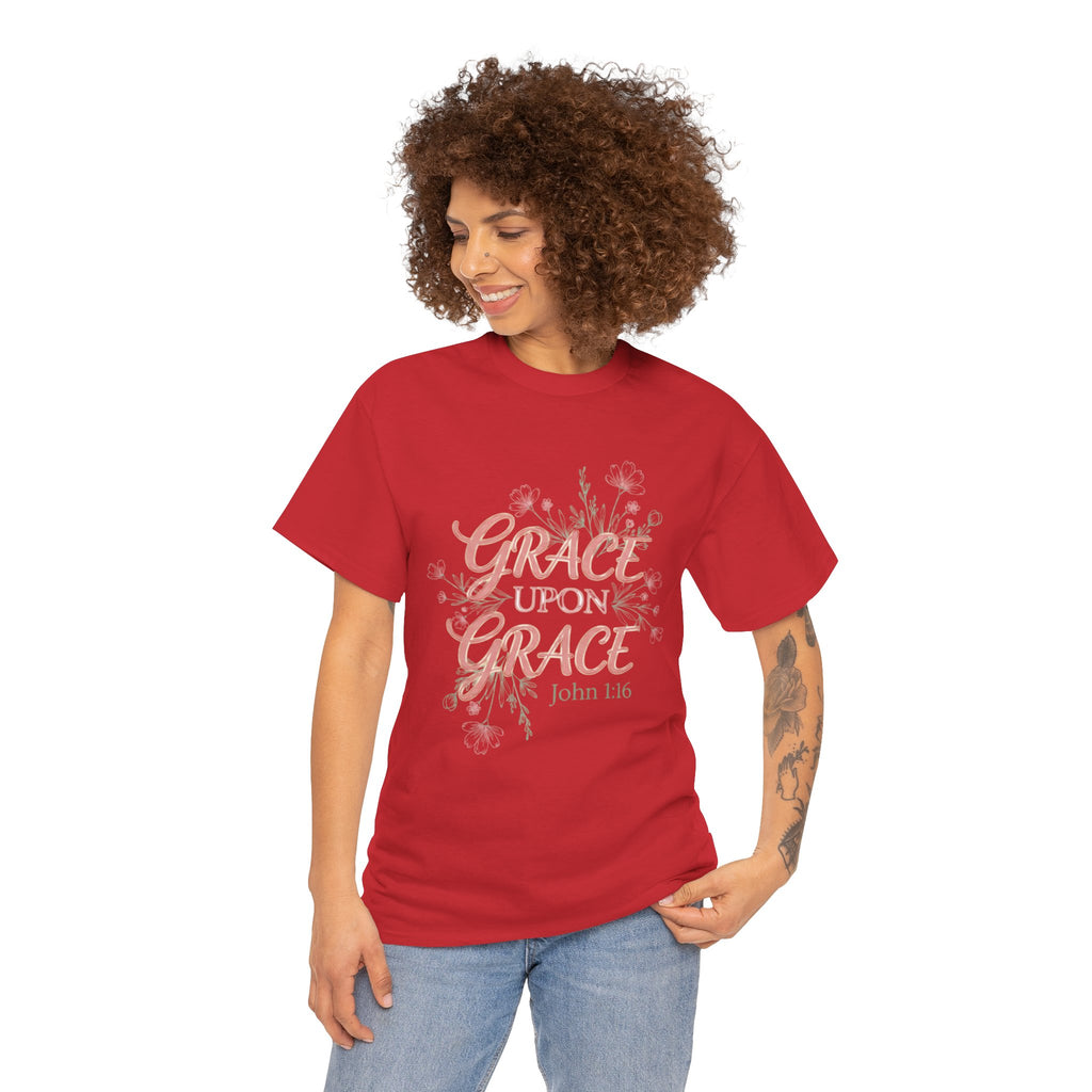 Grace Upon Grace Tee — John 1:16 Floral Christian T-Shirt