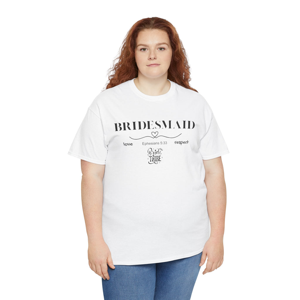 Bridesmaid T-Shirt — Elegant Script Bridal Party Tee (‘Bridesmaid’ with Heart) - Christian