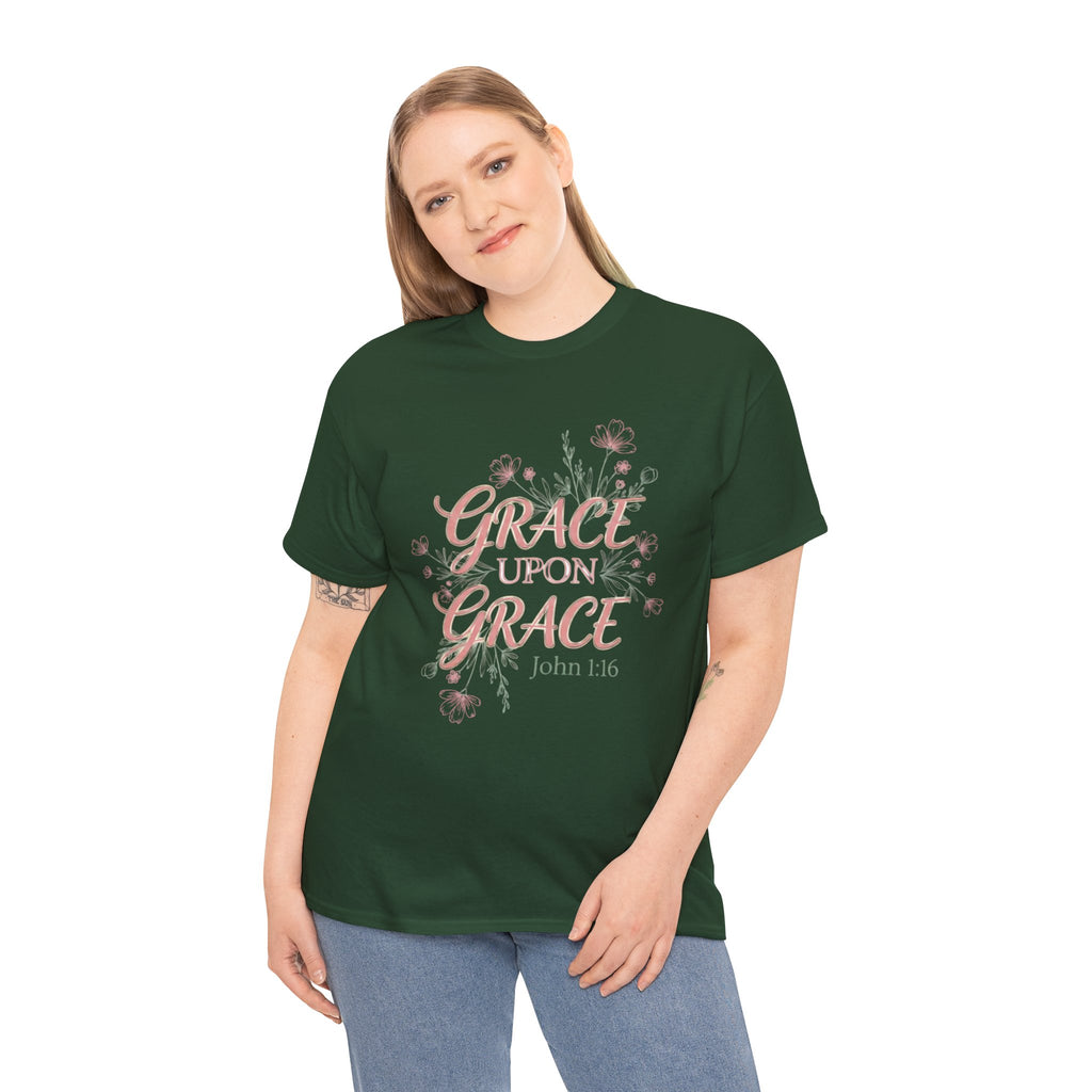 Grace Upon Grace Tee — John 1:16 Floral Christian T-Shirt