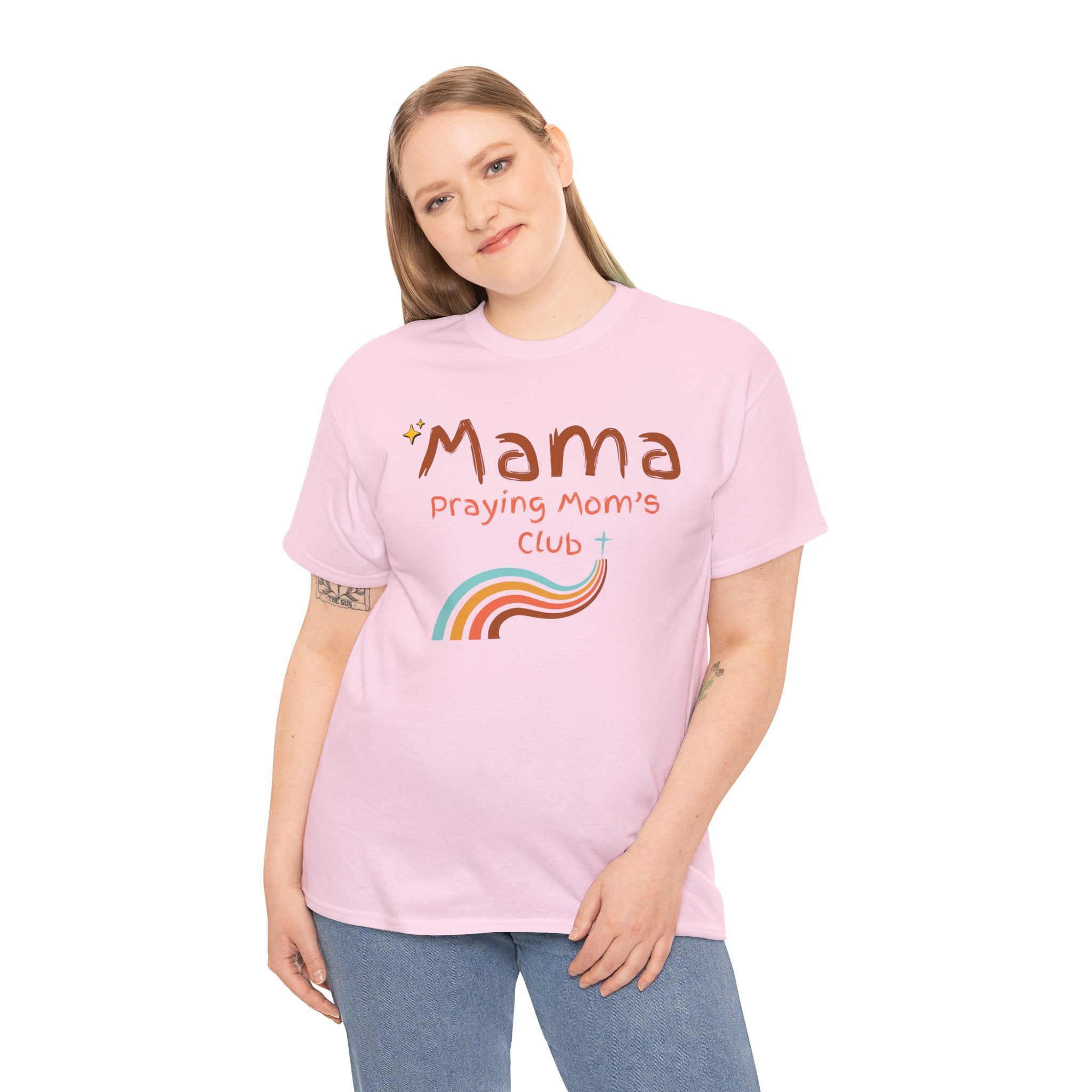 Mama Praying Mom's Club Tee — Inspirational Christian Mama T-Shirt with Rainbow - Mother's Day Gift
