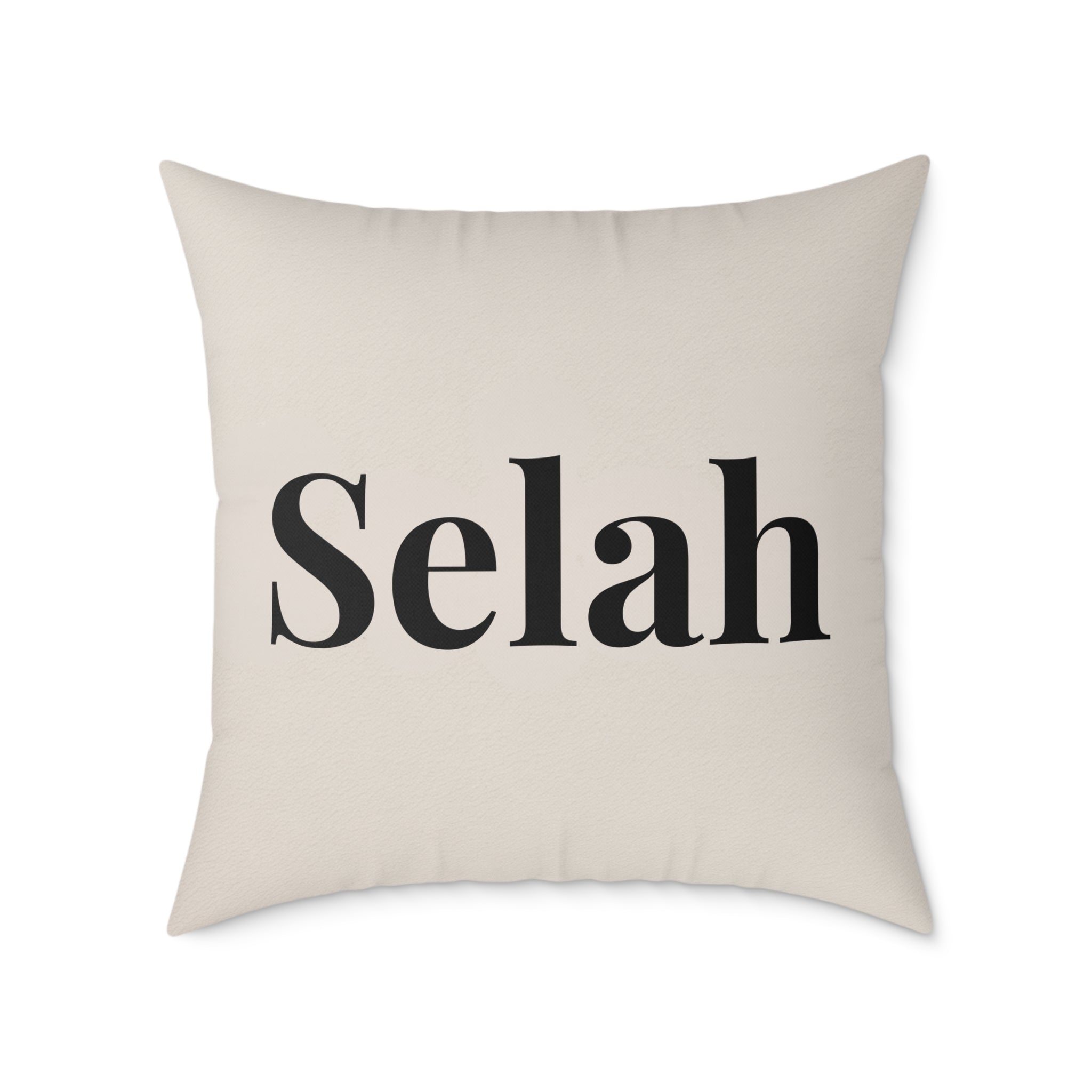 Selah Decorative Pillow - Minimalist Faith Inspired Square Canvas Accent Cushion