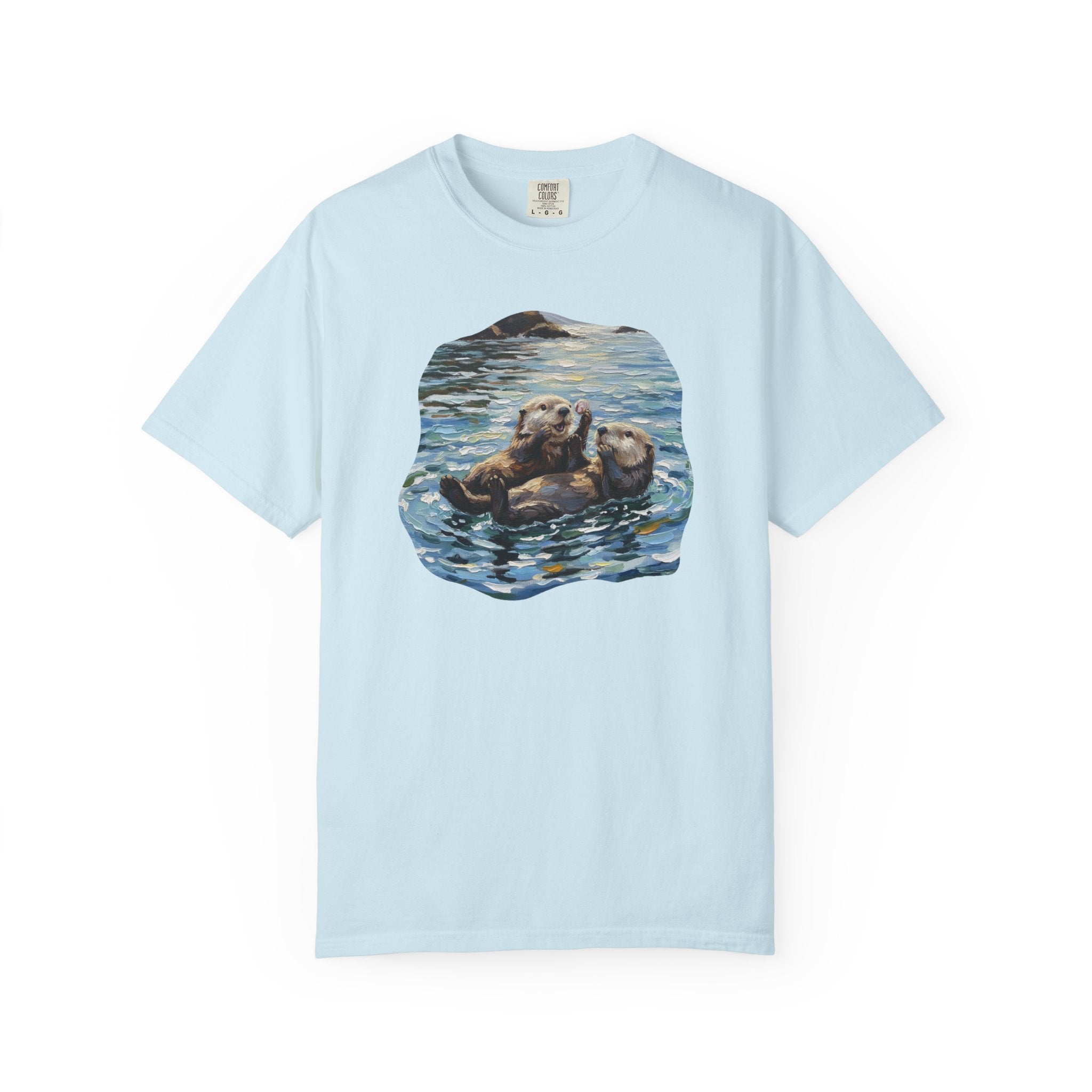Otter Floating Art T-Shirt — Cute Sea Otter Graphic Tee