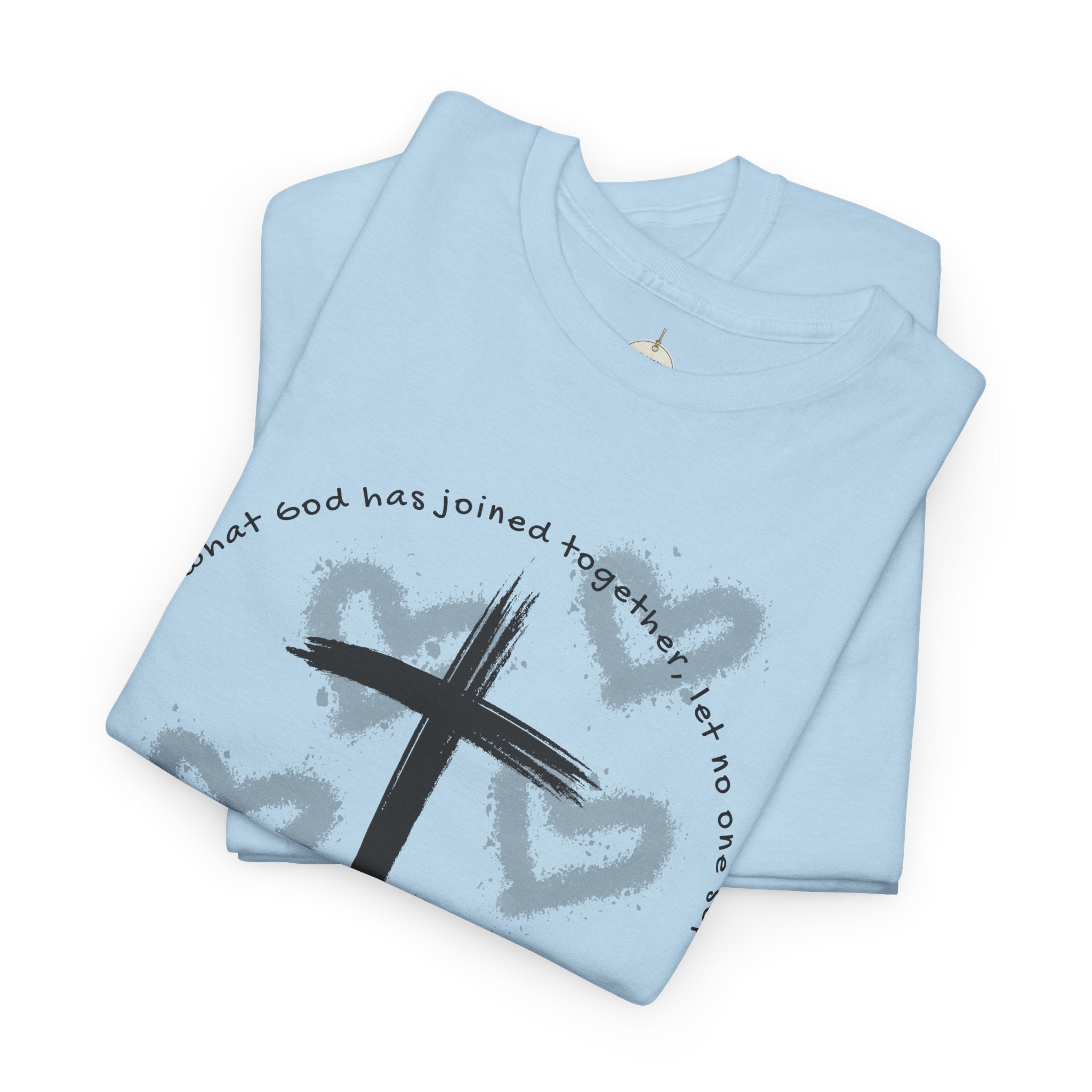 Bride T-Shirt — Christian Cross & Hearts Bridal Faith Tee - Christian - Matthew 19:6