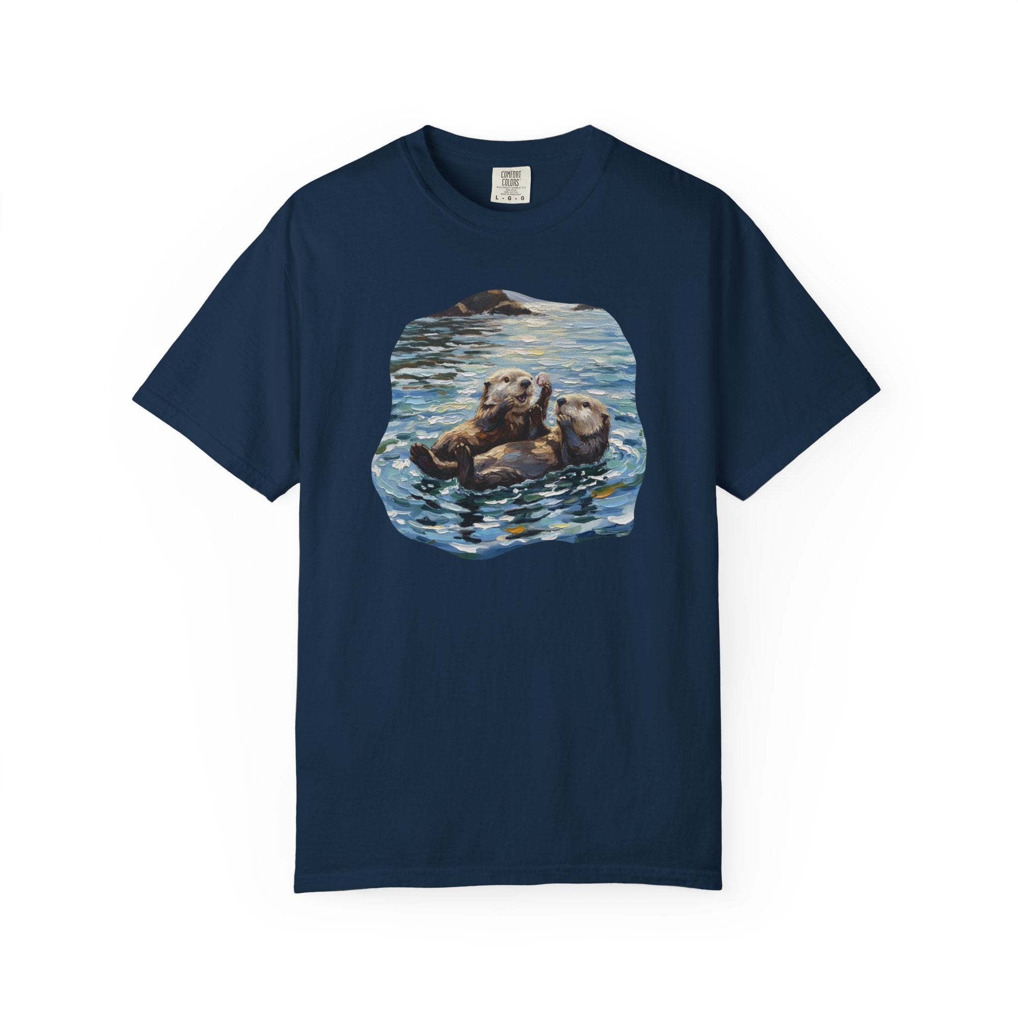 Otter Floating Art T-Shirt — Cute Sea Otter Graphic Tee