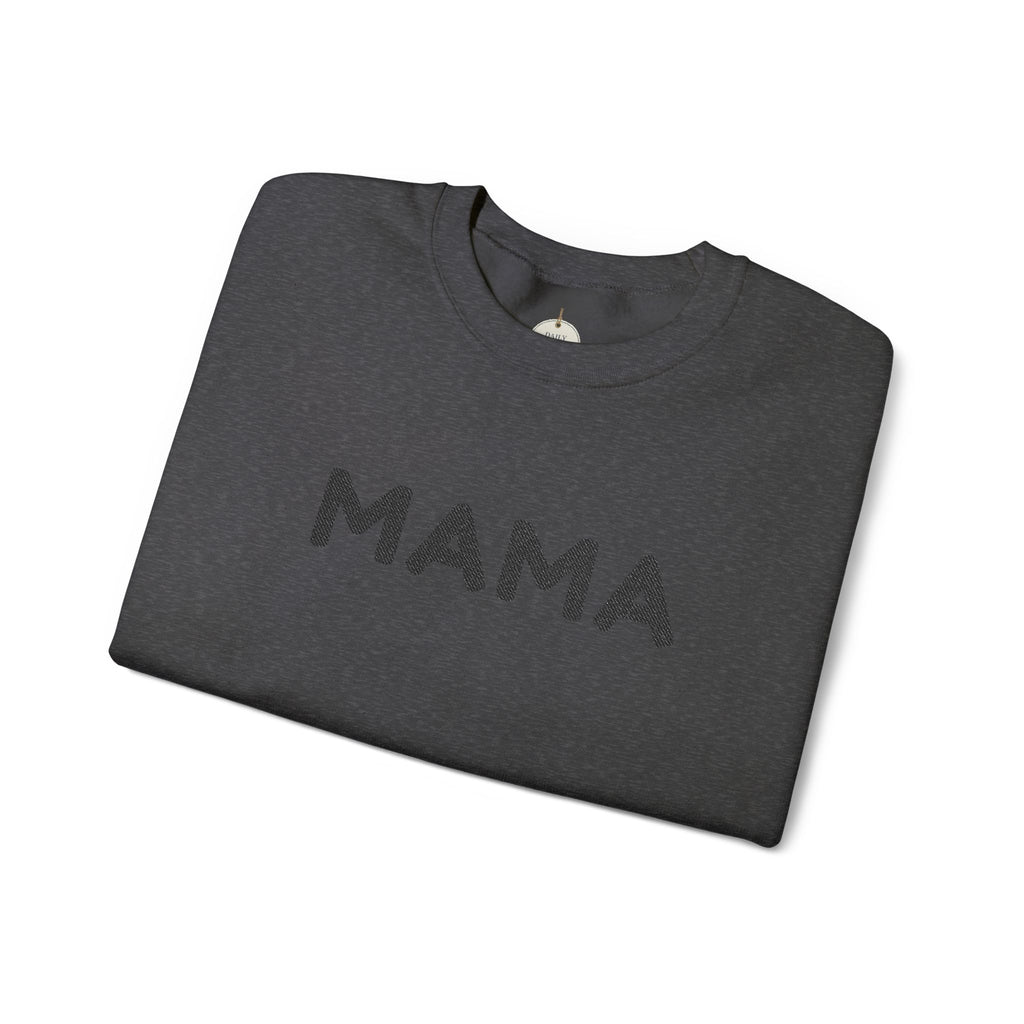 Embroidered - Personalized - Mama Crewneck Sweatshirt — Cozy Mother's Day Pullover with Heart Sleeve Detail