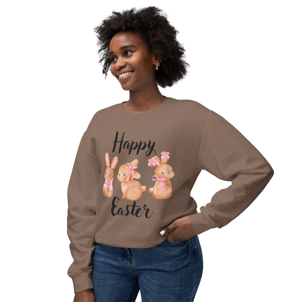 Comfort Colors - Easter Bunny Crewneck Sweatshirt – "Happy Easter" Pastel Bunny Design