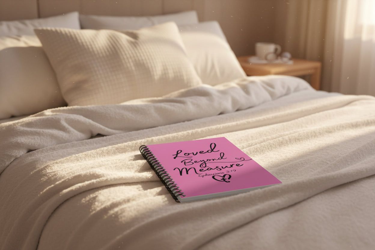 Loved Beyond Measure Spiral Notebook — Christian Journaling Notebook (Ephesians 3:19) - Light Pink
