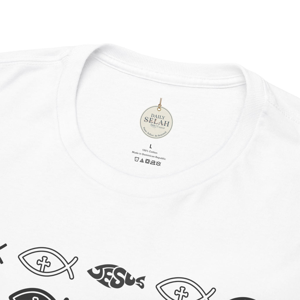 Christian Fish Pattern T‑Shirt — Ichthys Faith Tee - JESUS FISH
