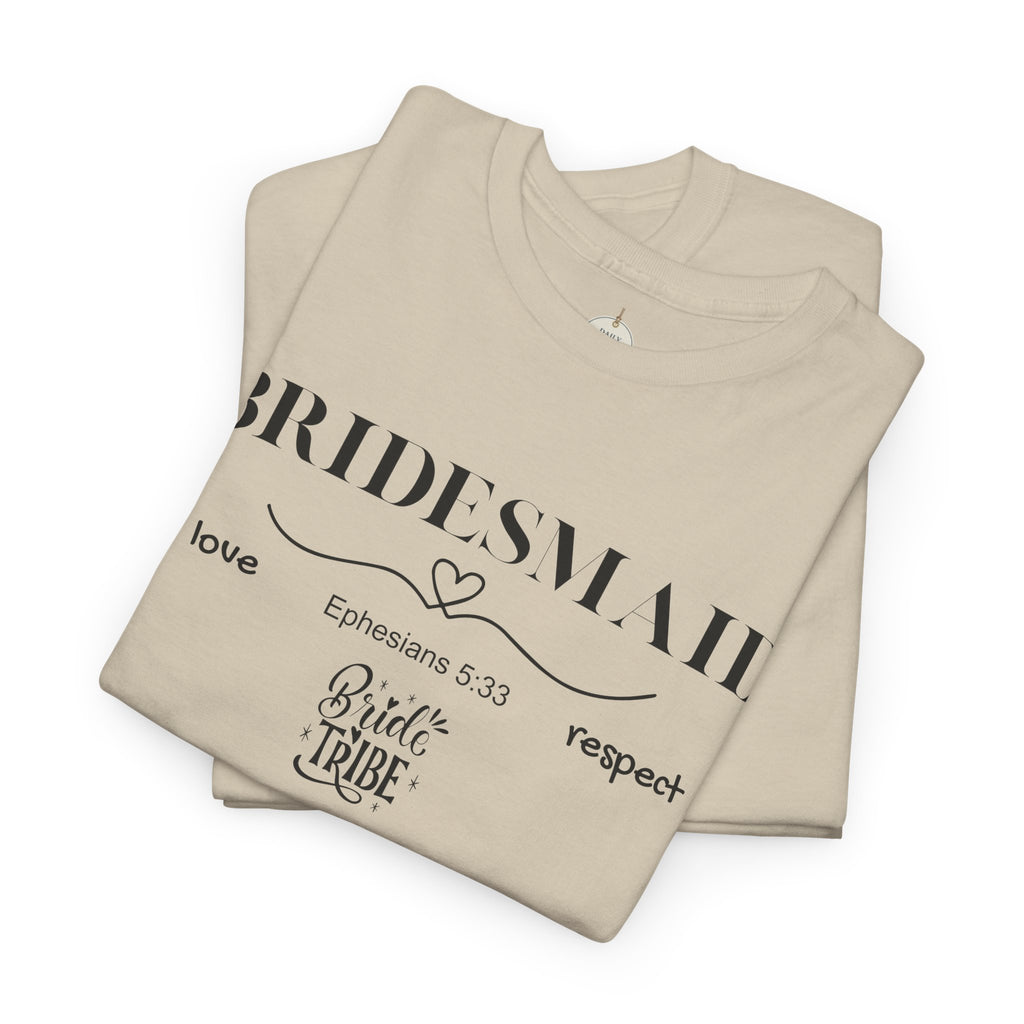 Bridesmaid T-Shirt — Elegant Script Bridal Party Tee (‘Bridesmaid’ with Heart) - Christian