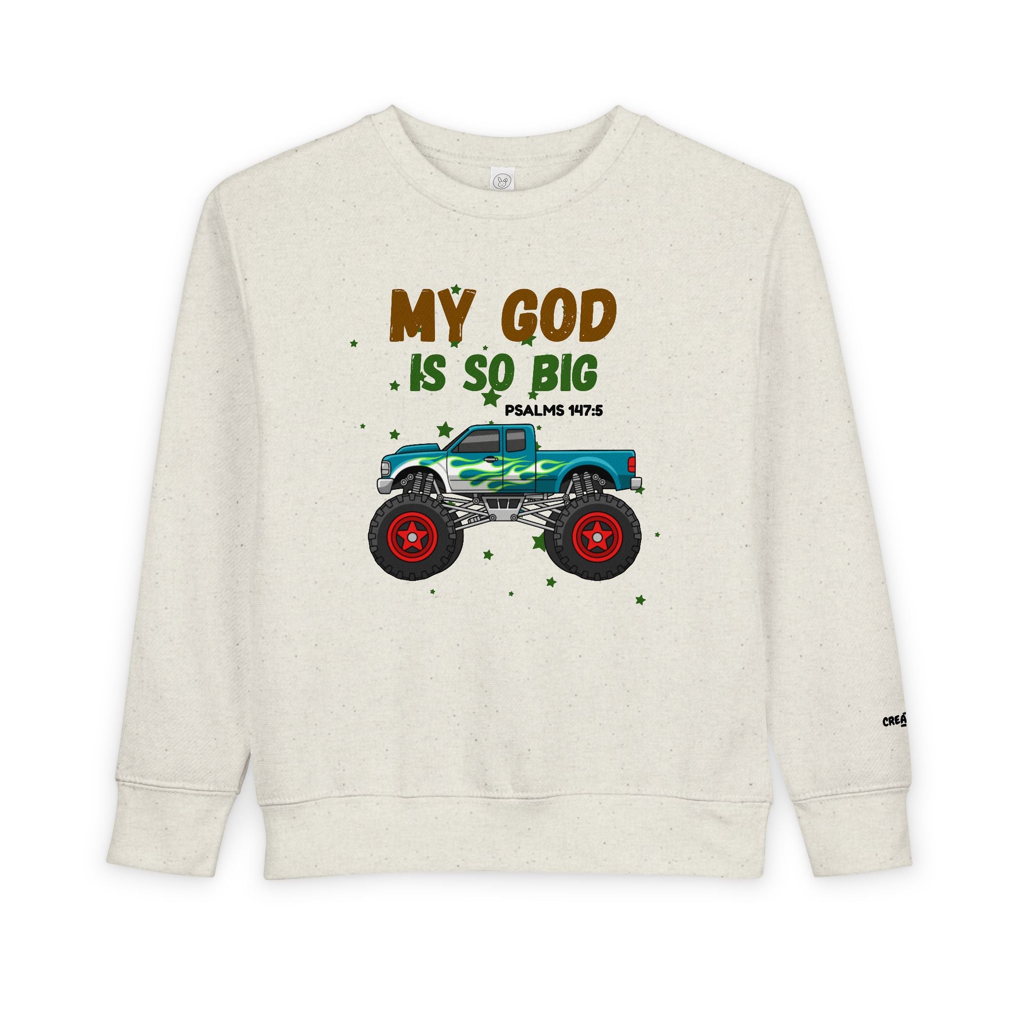 Toddler Sweatshirt — "My God Is So Big" Monster Truck Christian Kids Crewneck