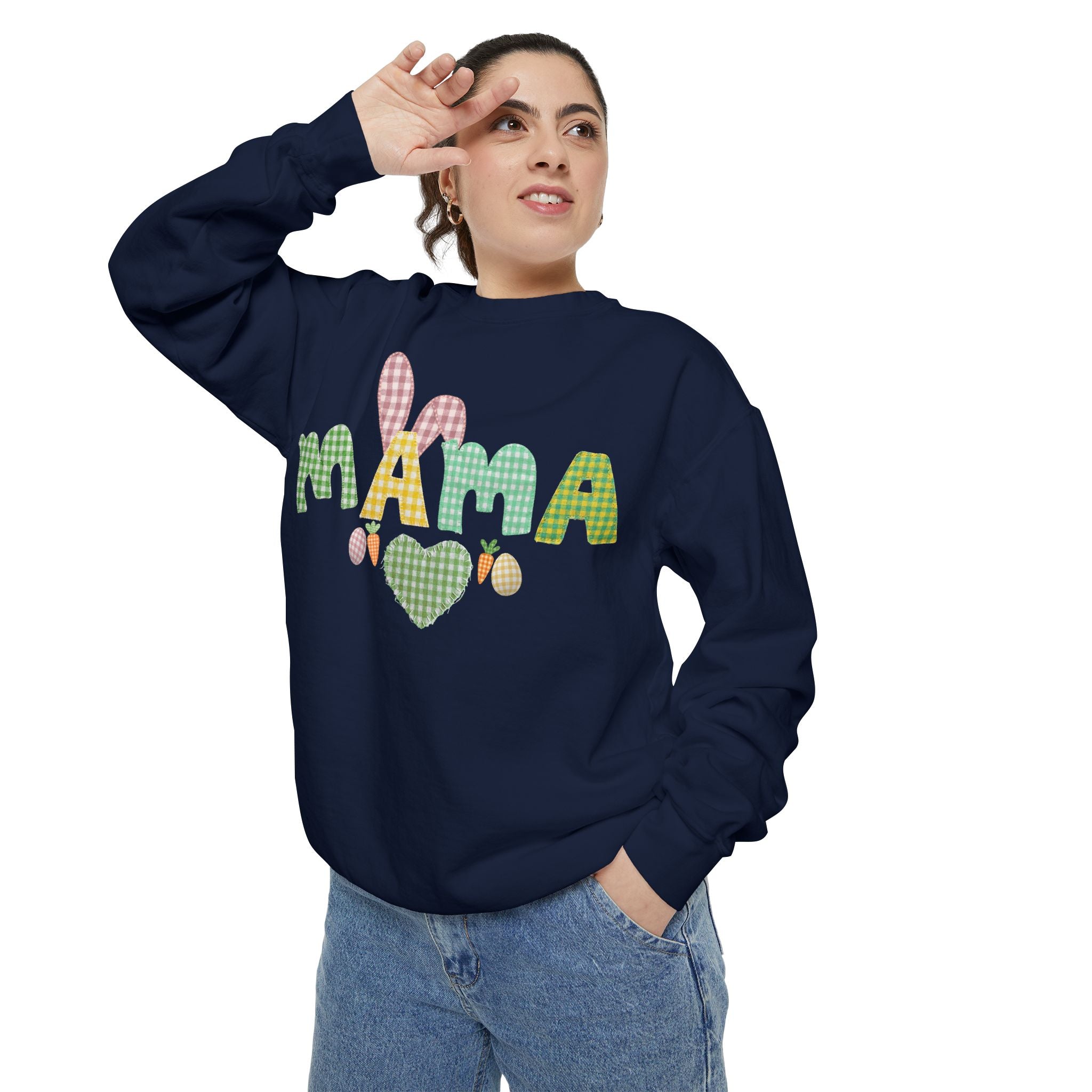 Comfort Colors - Mama Bunny Sweatshirt — Easter Plaid Mom Pullover