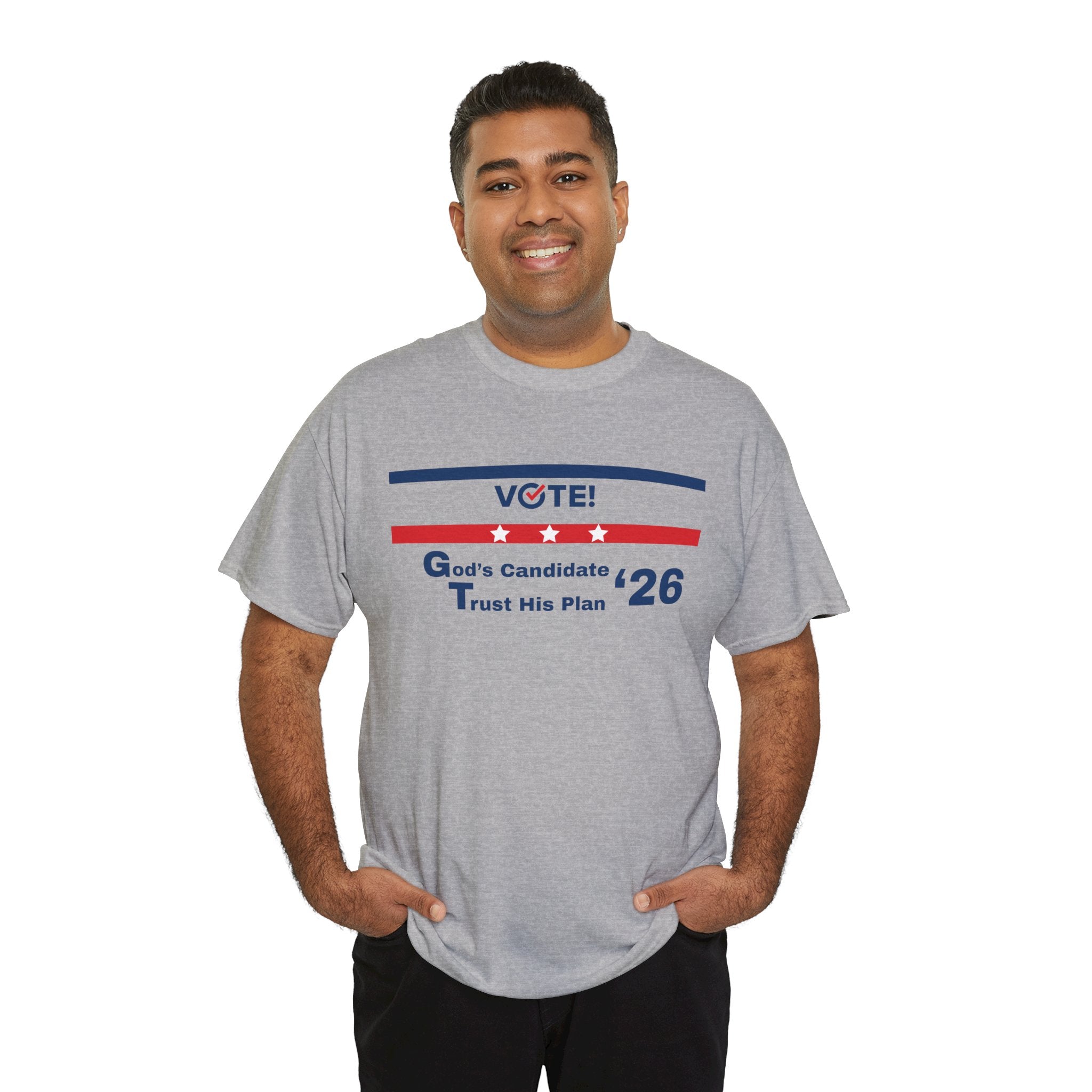 Political Vote '26 T‑Shirt — "God's Candidate Trust His Plan" Patriotic Tee
