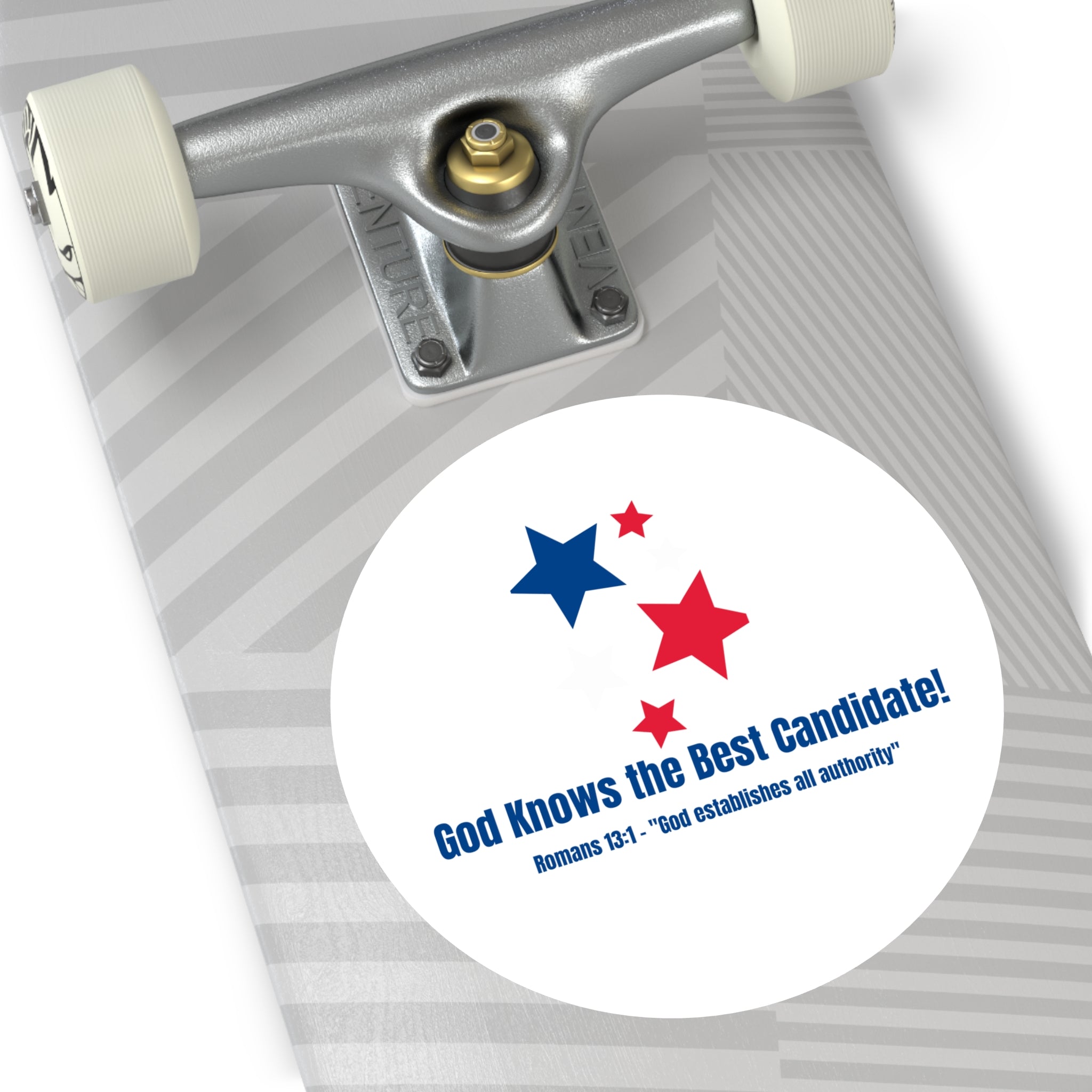 Vote! Round Vinyl Sticker — "God Knows the Best Candidate" Patriotic Christian Decal 2026