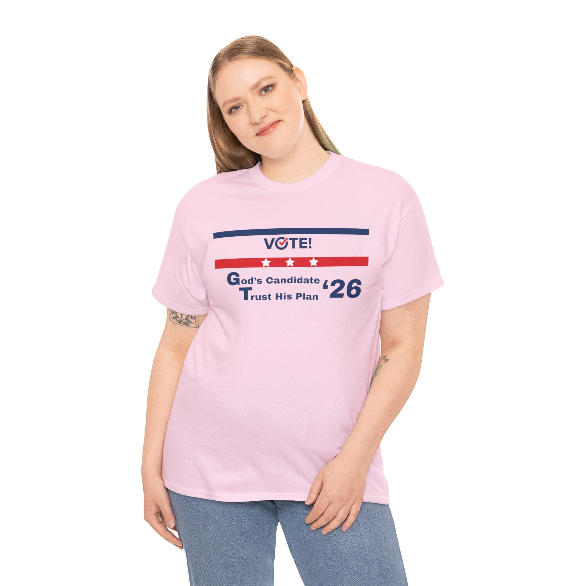Political Vote '26 T‑Shirt — "God's Candidate Trust His Plan" Patriotic Tee