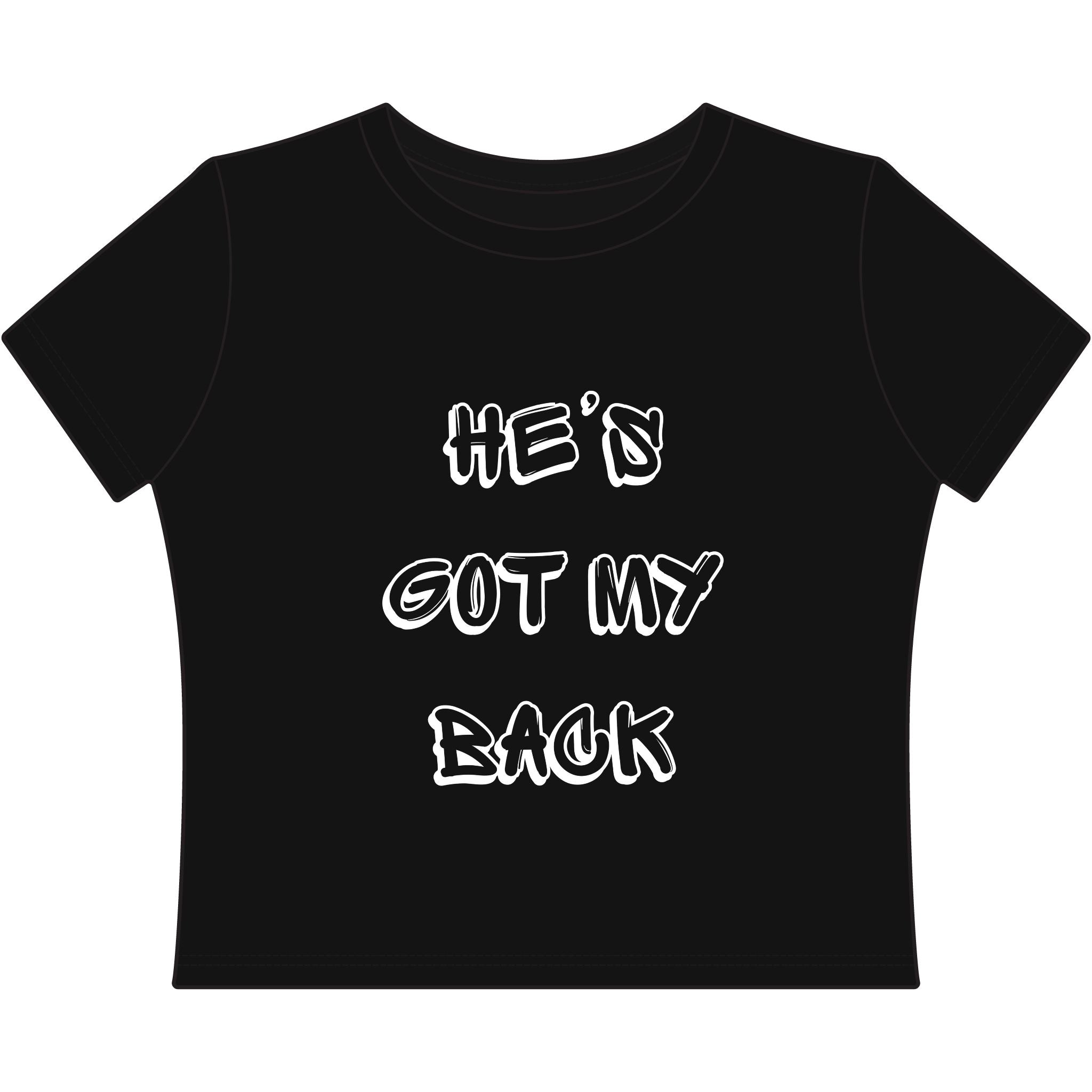Child of God Women's Baby Tee — He's Got My Back Religious Graphic Top