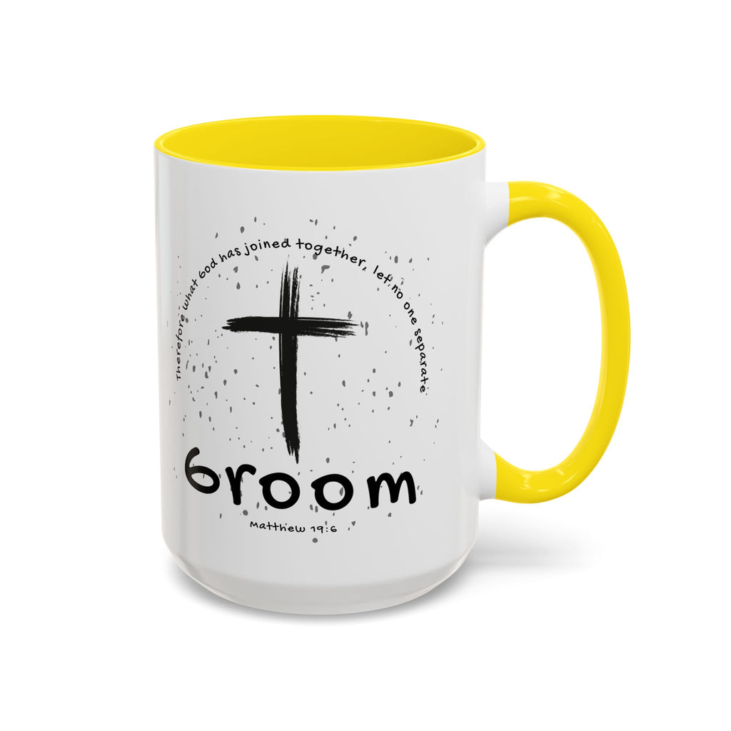 Groom Faith Coffee Mug – Cross & Matthew 19:6 Wedding Gift